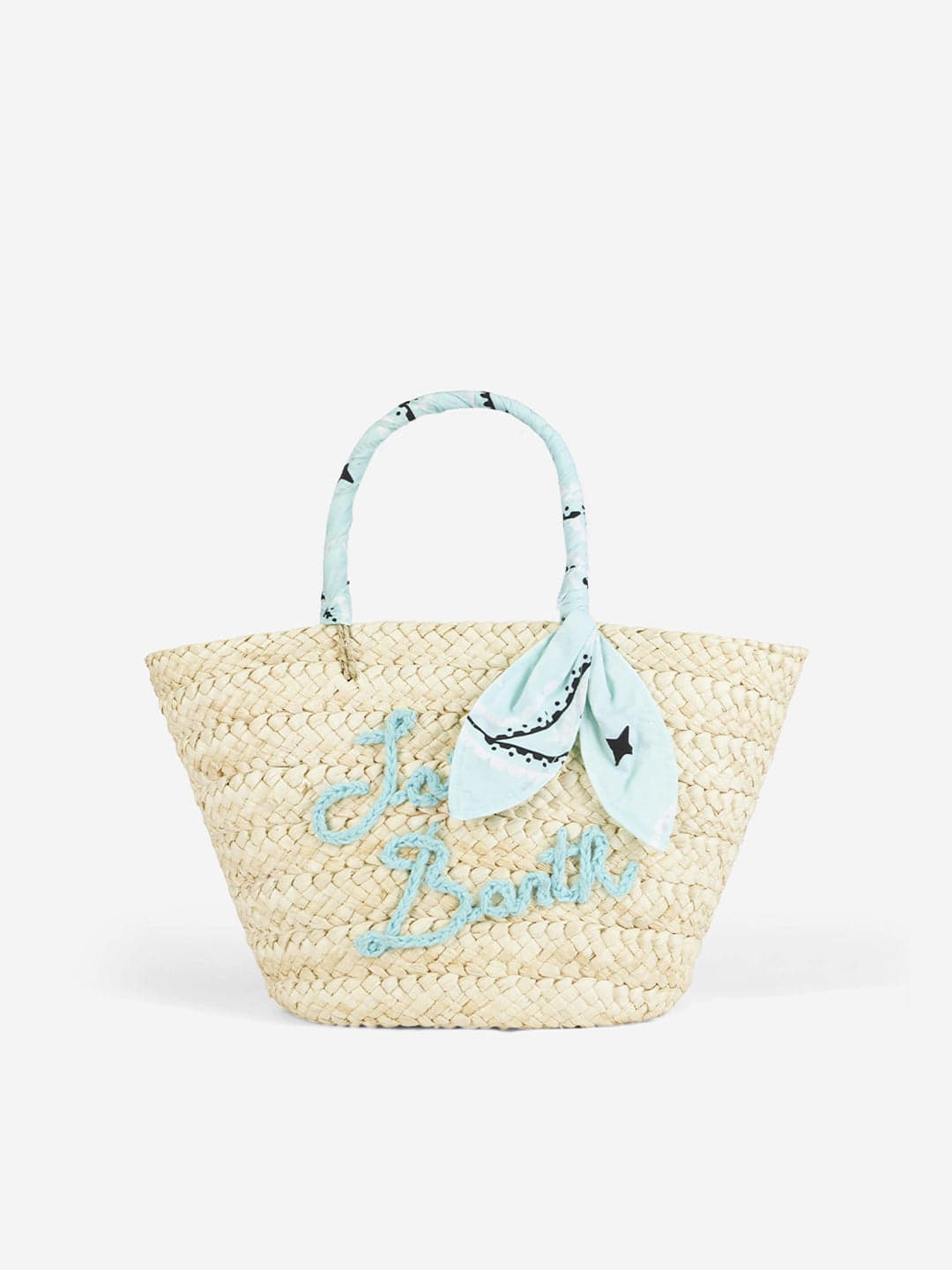 MC2 Saint Barth Small Straw Bag Kylie With Embroidery And Paisley Handles