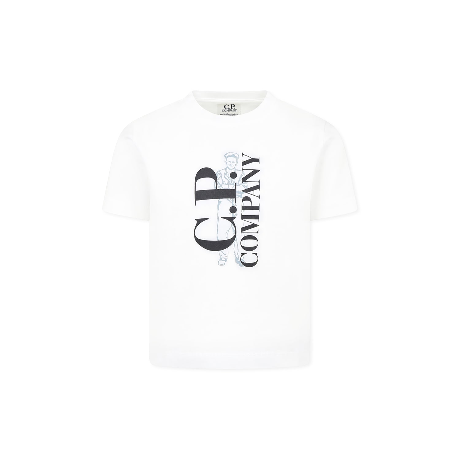 C. P. Company Undersixteen White T-shirt For Boy With Logo