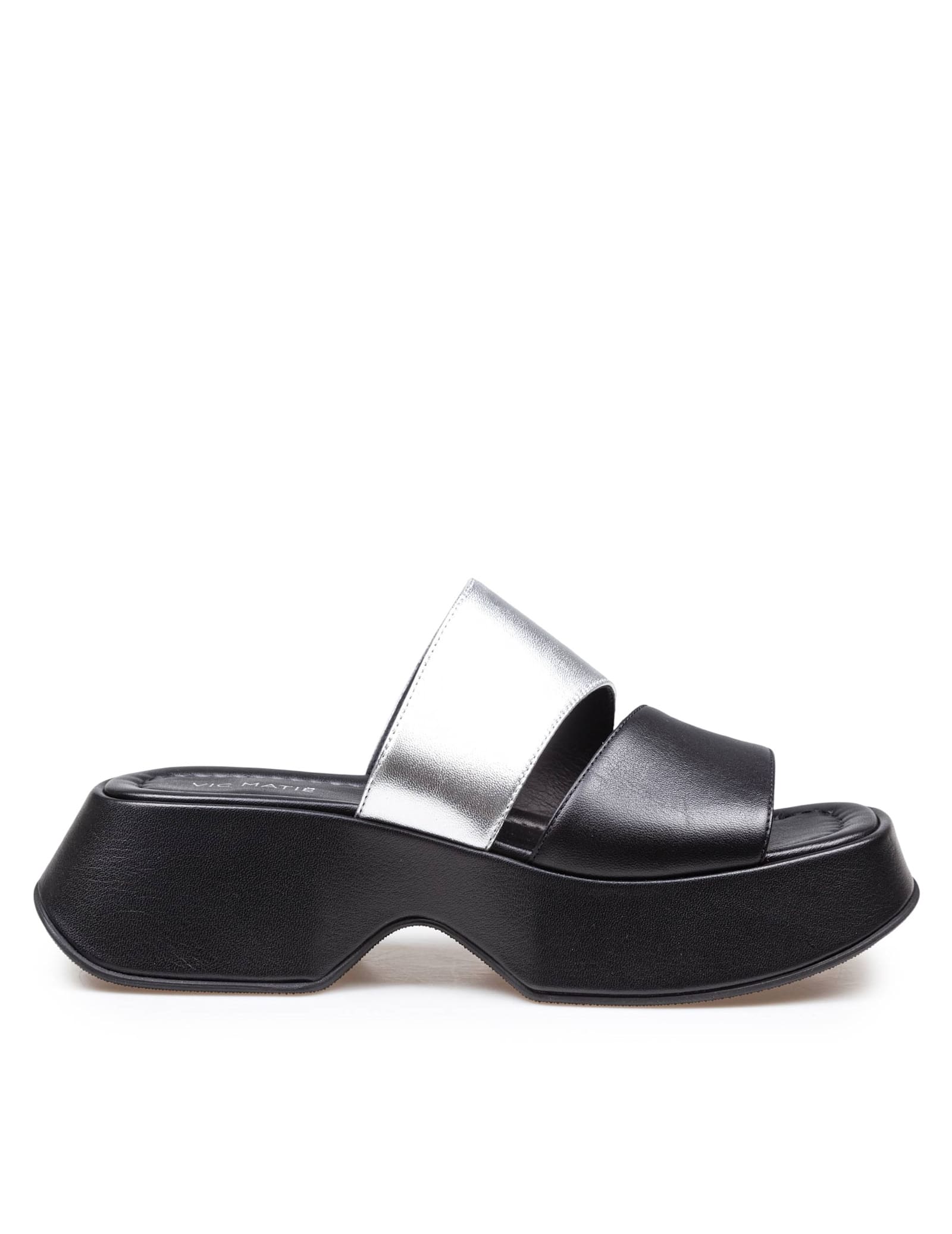 Vic Matié Mini Yoko Sandal In Black And Silver Leather