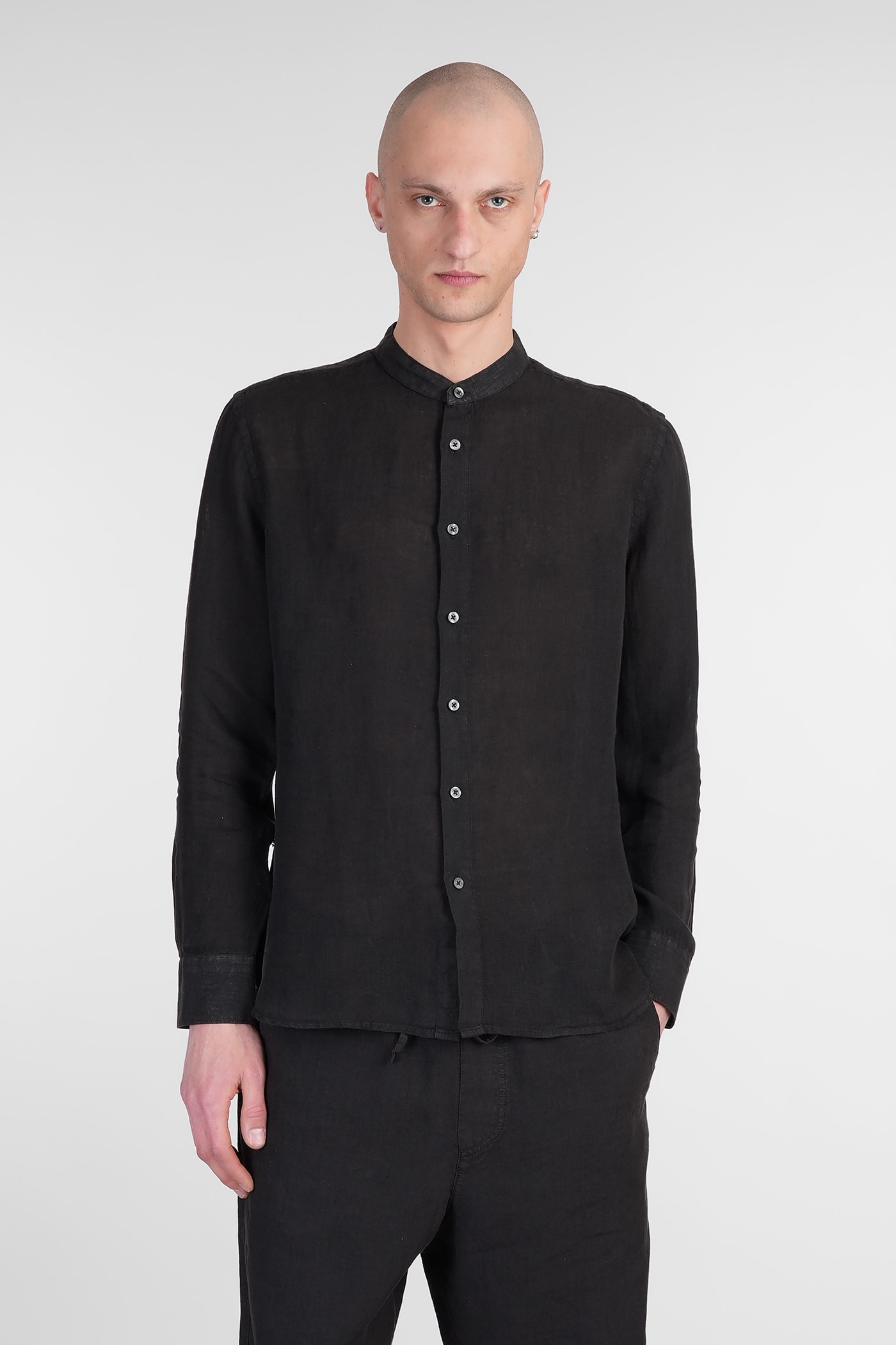 120% Lino Shirt In Black Linen