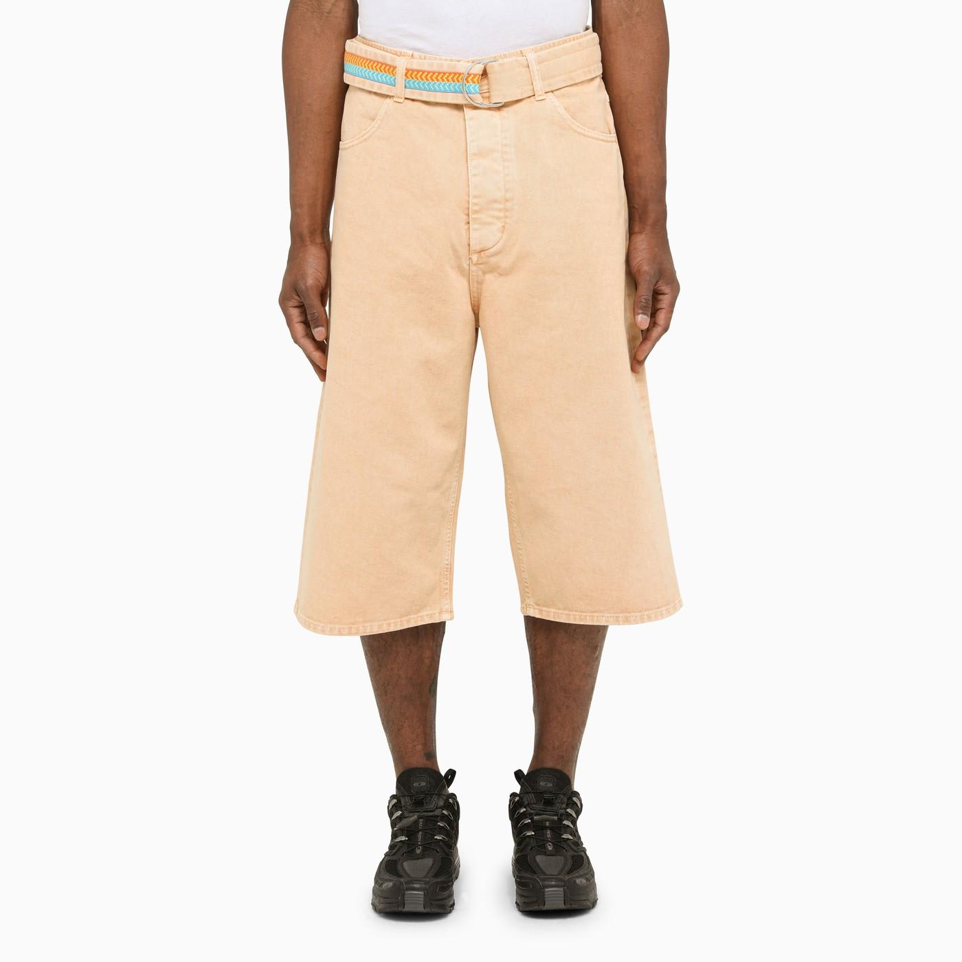 Marcelo Burlon Short Camel Cotton Trousers