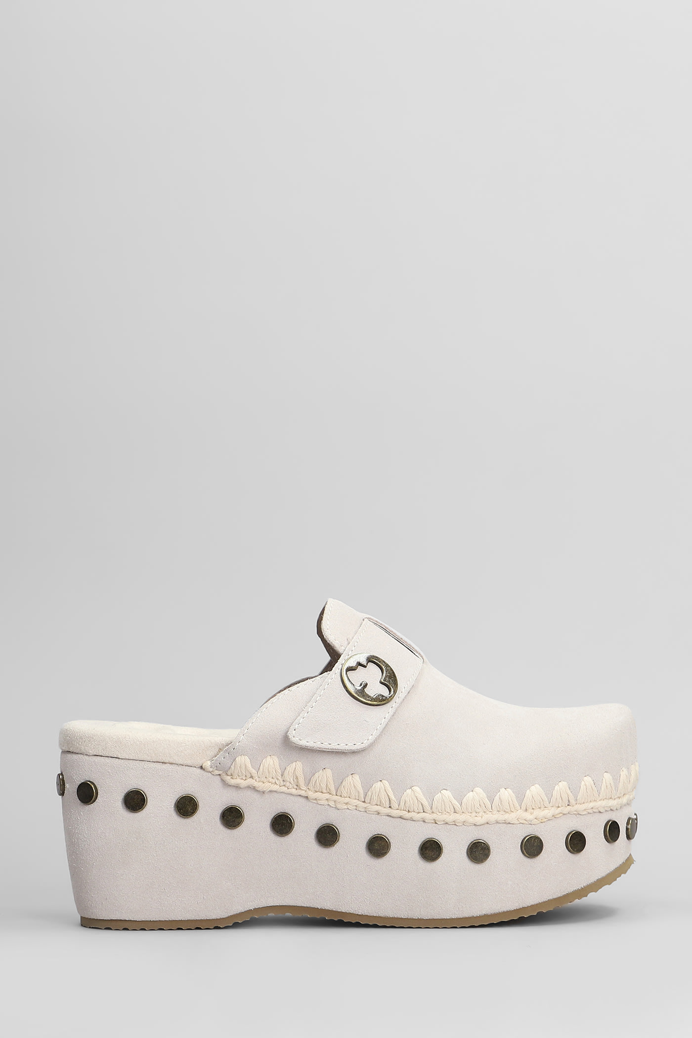 Mou Clog Plain Slipper-mule In Grey Suede