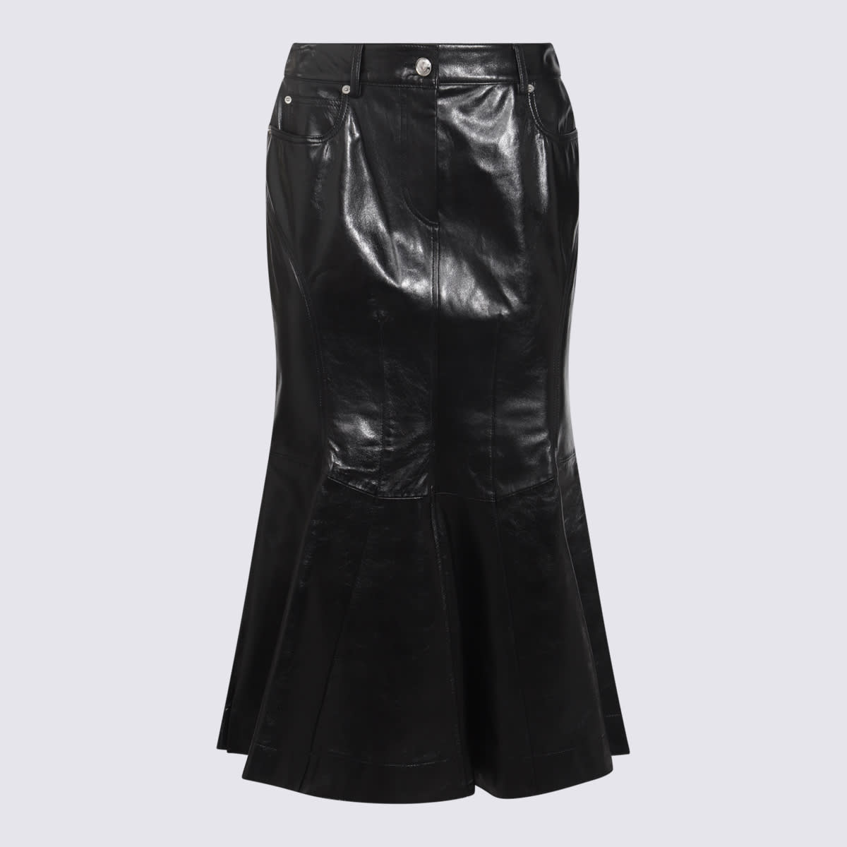 SportMax Black Leather Skirt