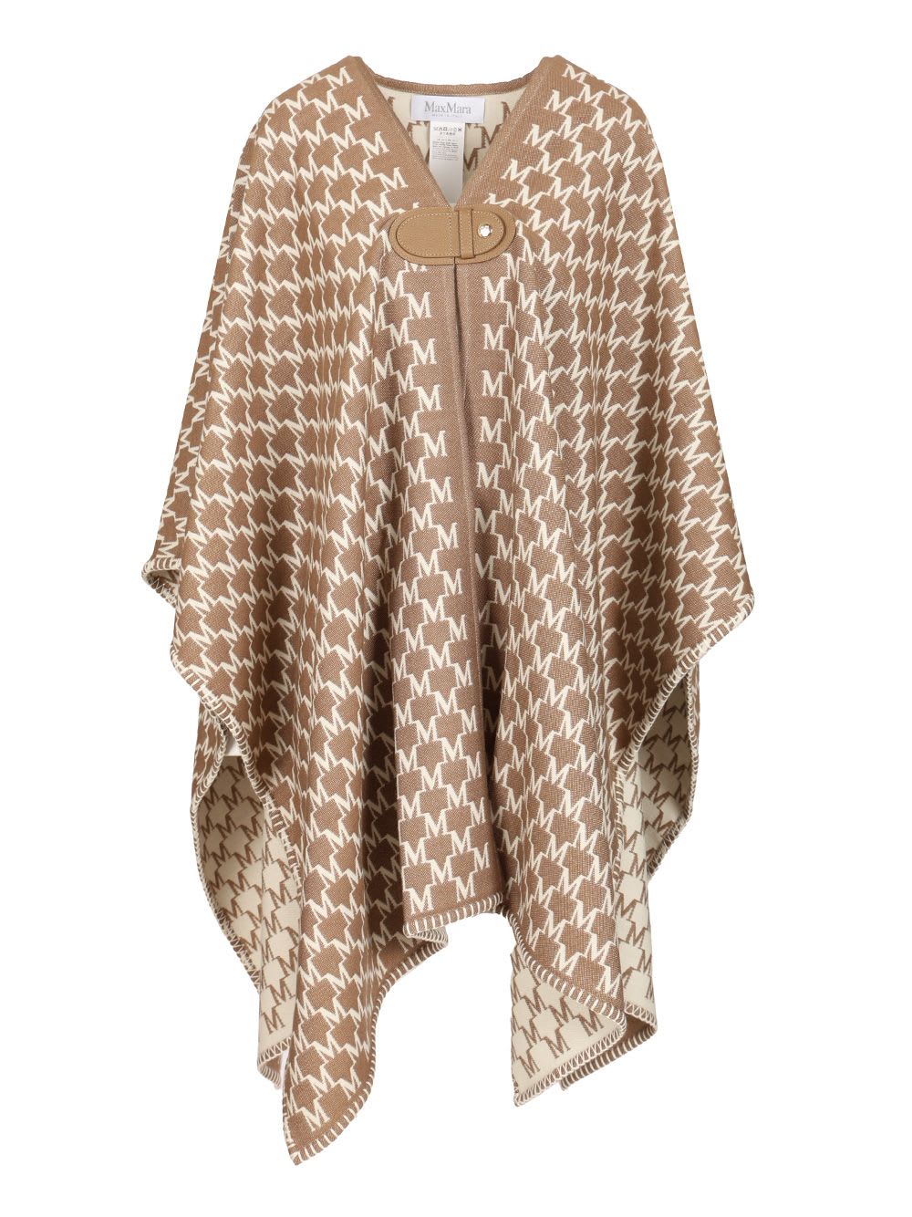 Max Mara Editti Wool Cotton Cape All Over Logo