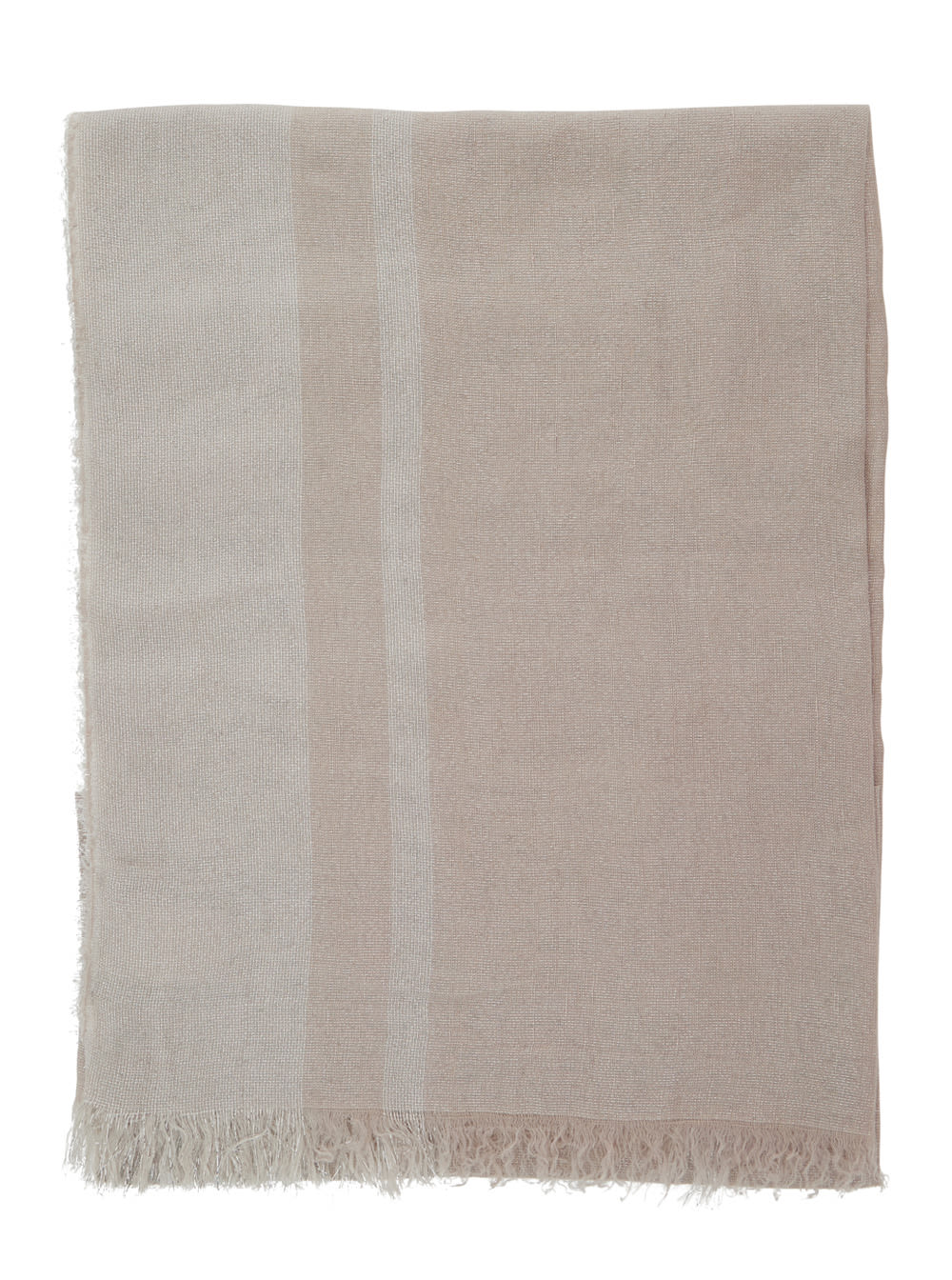 Antonelli Metallic Scarf With Rectangular Design And Frayed Edges In Linen Blend Woman