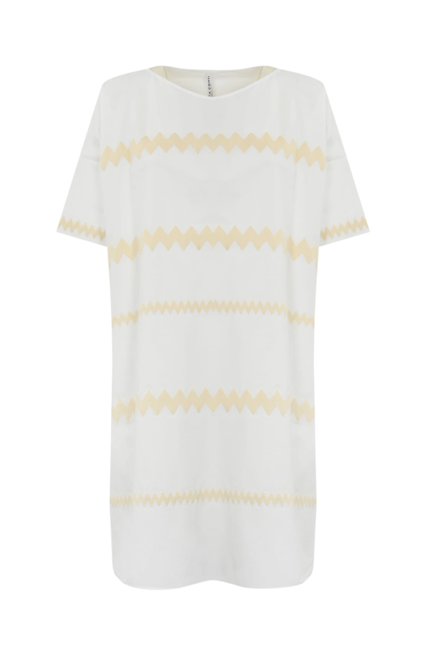 Liviana Conti Dress With Zig Zag Embroidery In Cotton