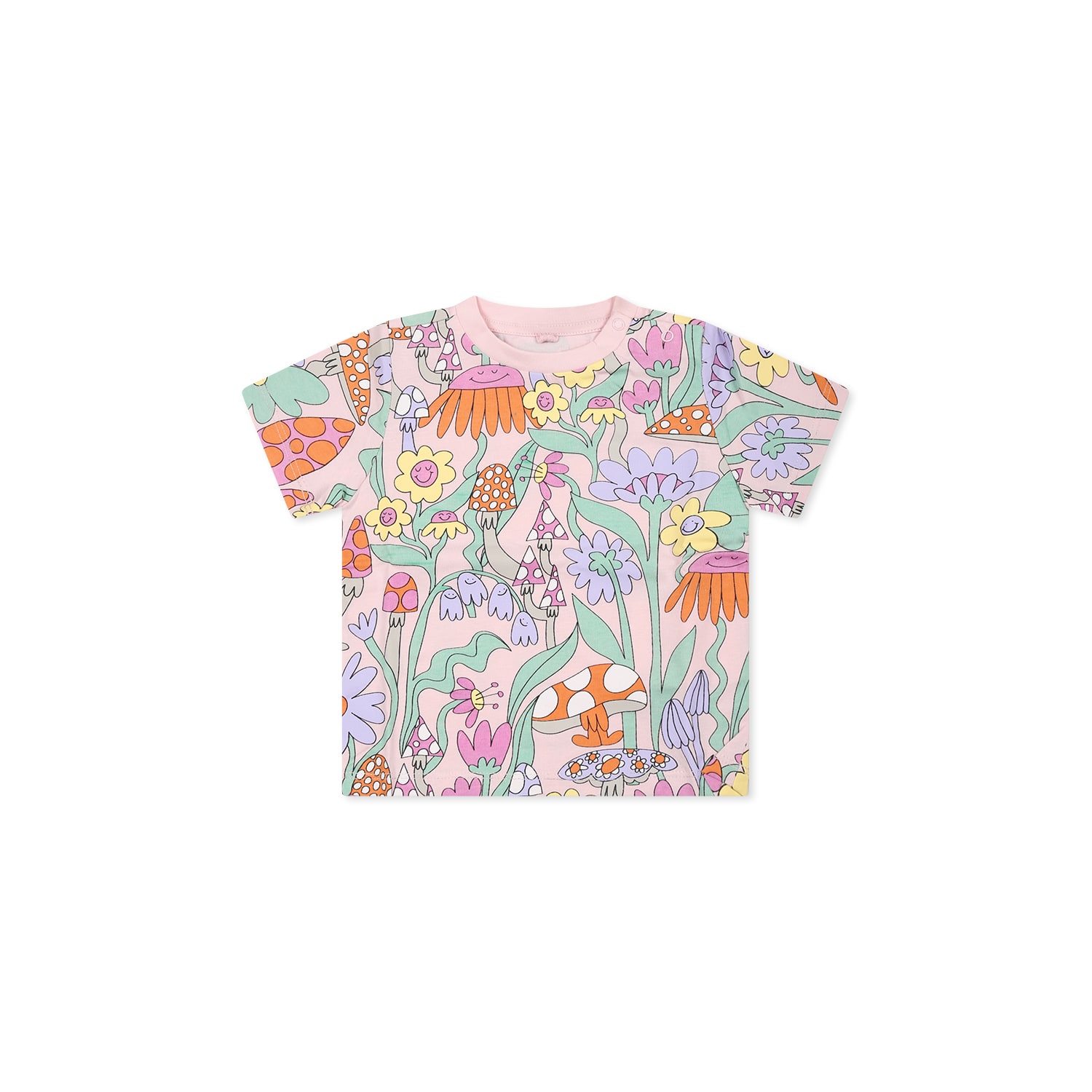 Stella McCartney Kids Pink T-shirt For Baby Girl With Flowers