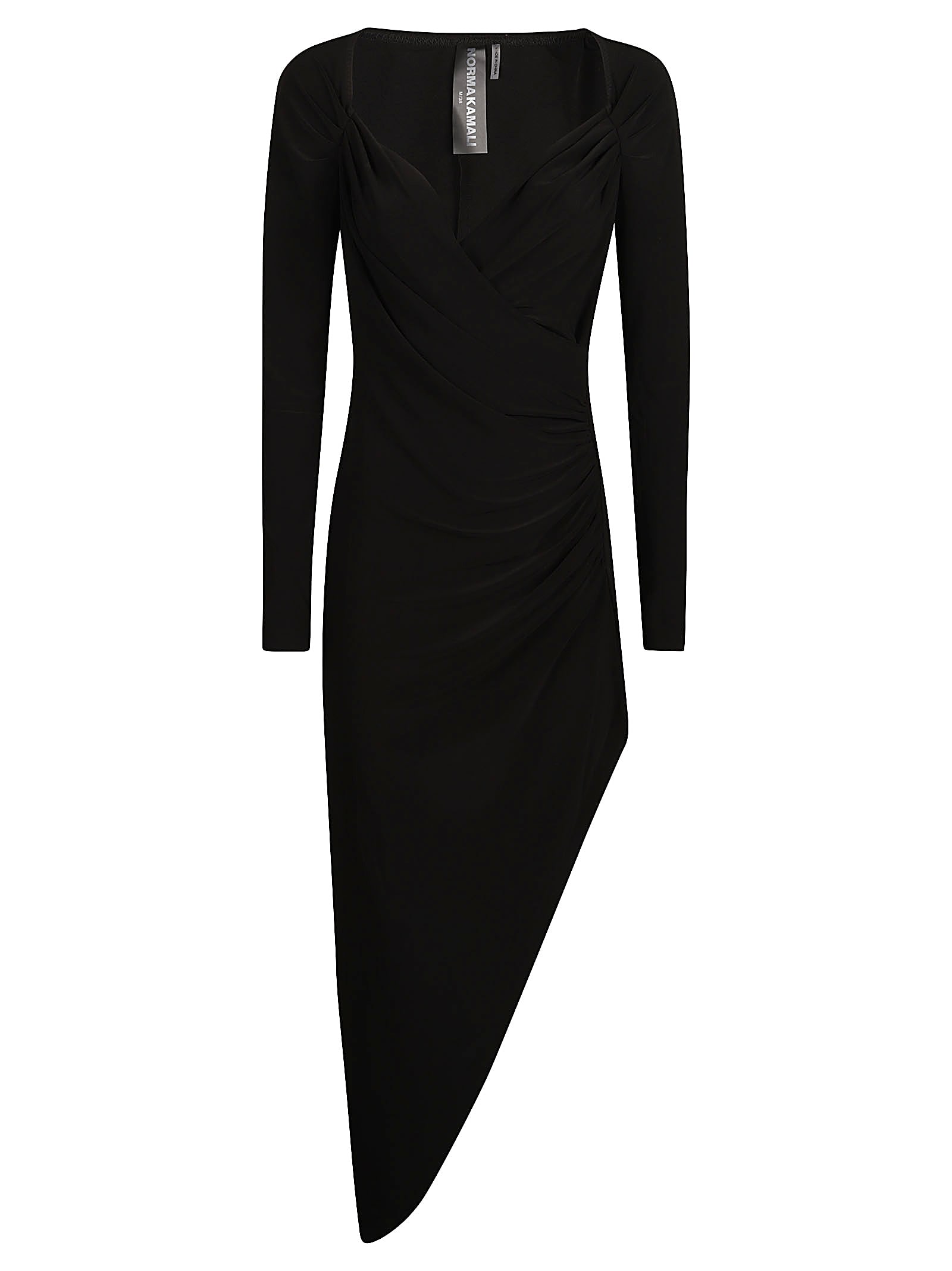 Norma Kamali Long Sleeve Sweetheart Side Drape Dress