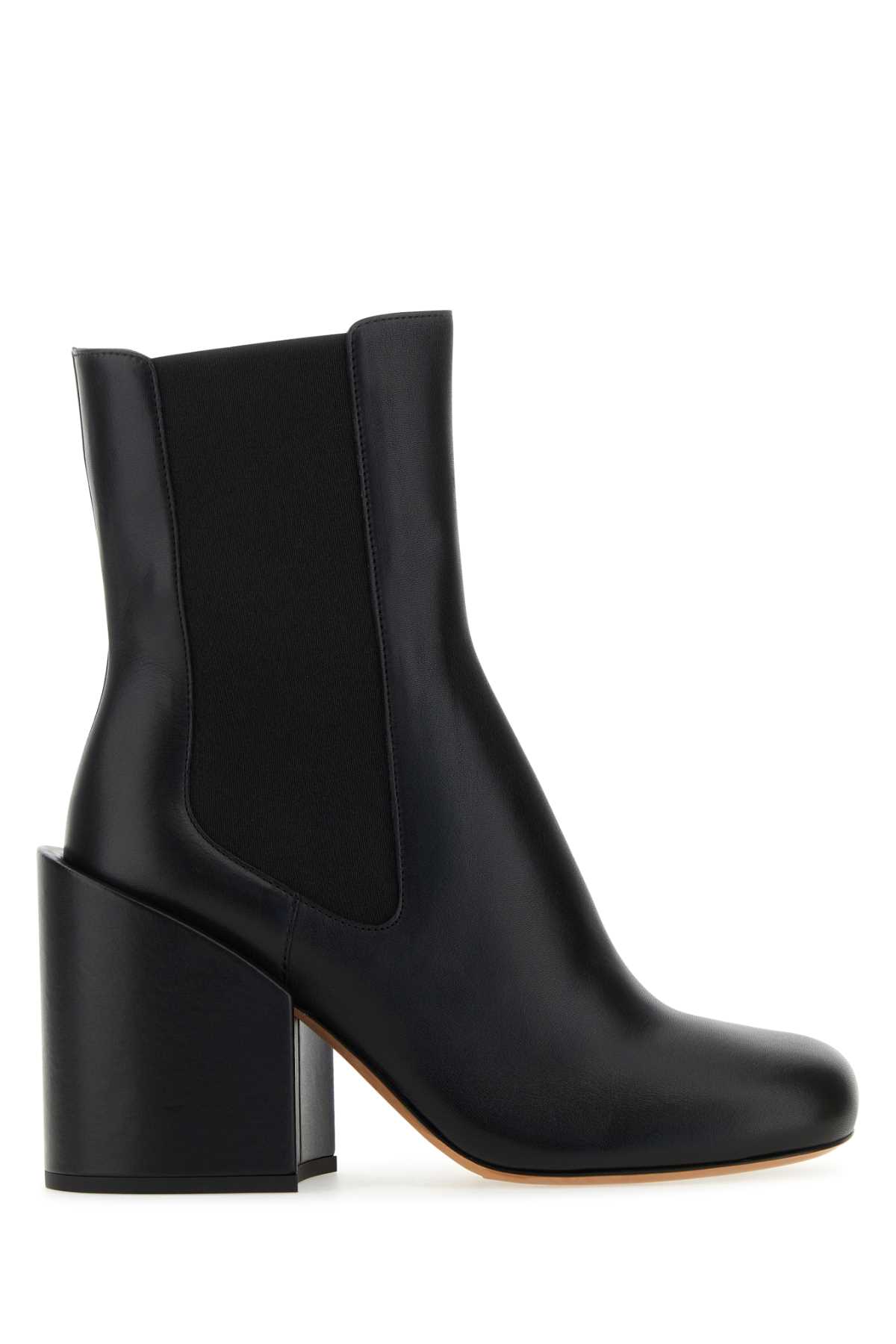 SportMax Black Leather Etra Ankle Boots