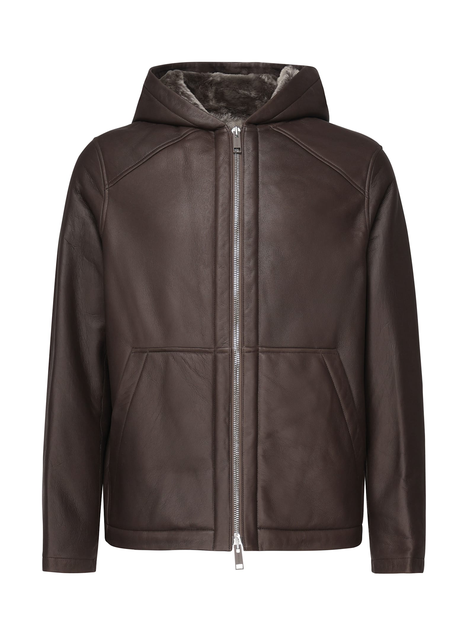 Yves Salomon Leather Jacket With Hood