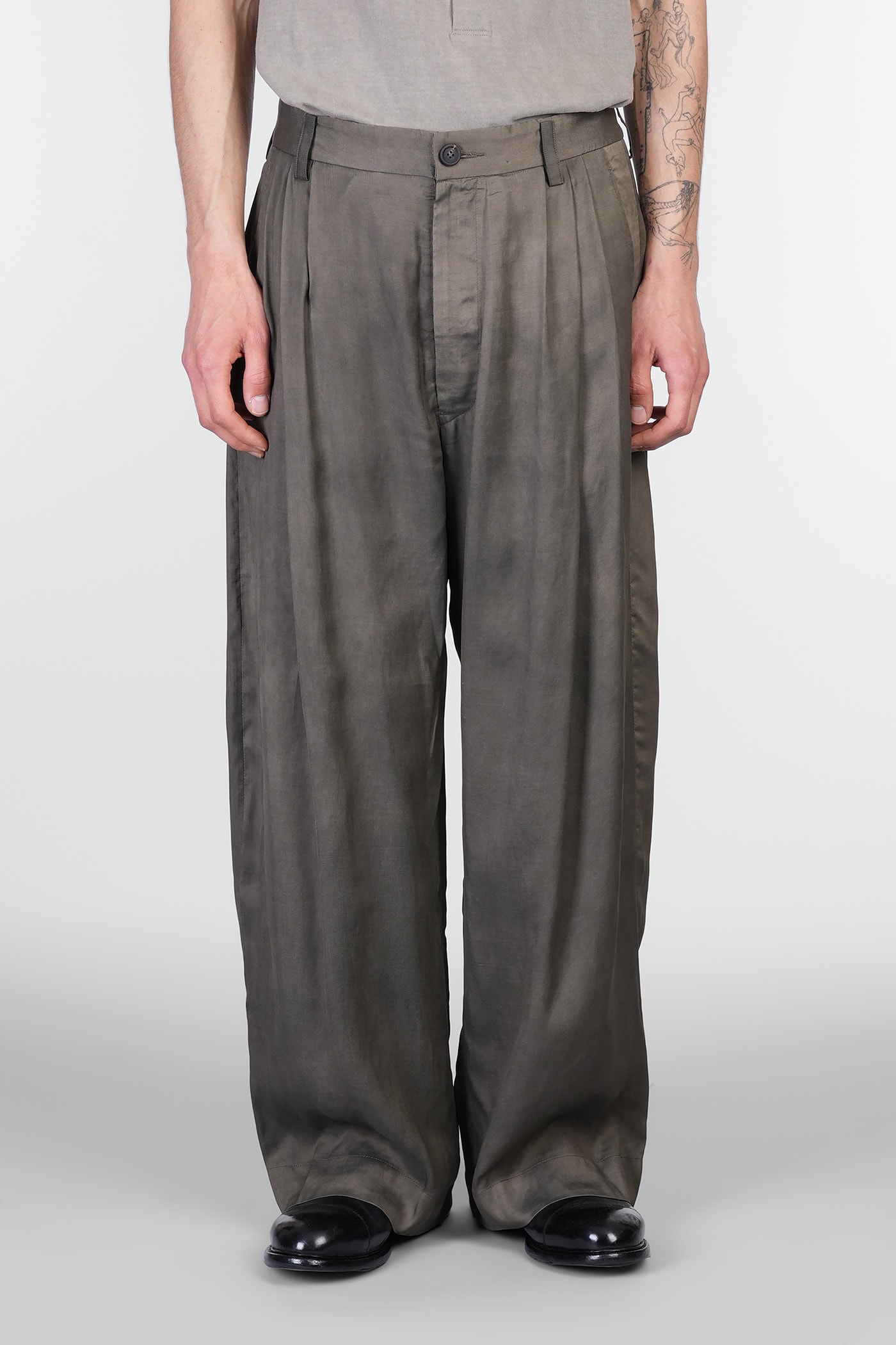 Ziggy Chen Pants In Green Viscose