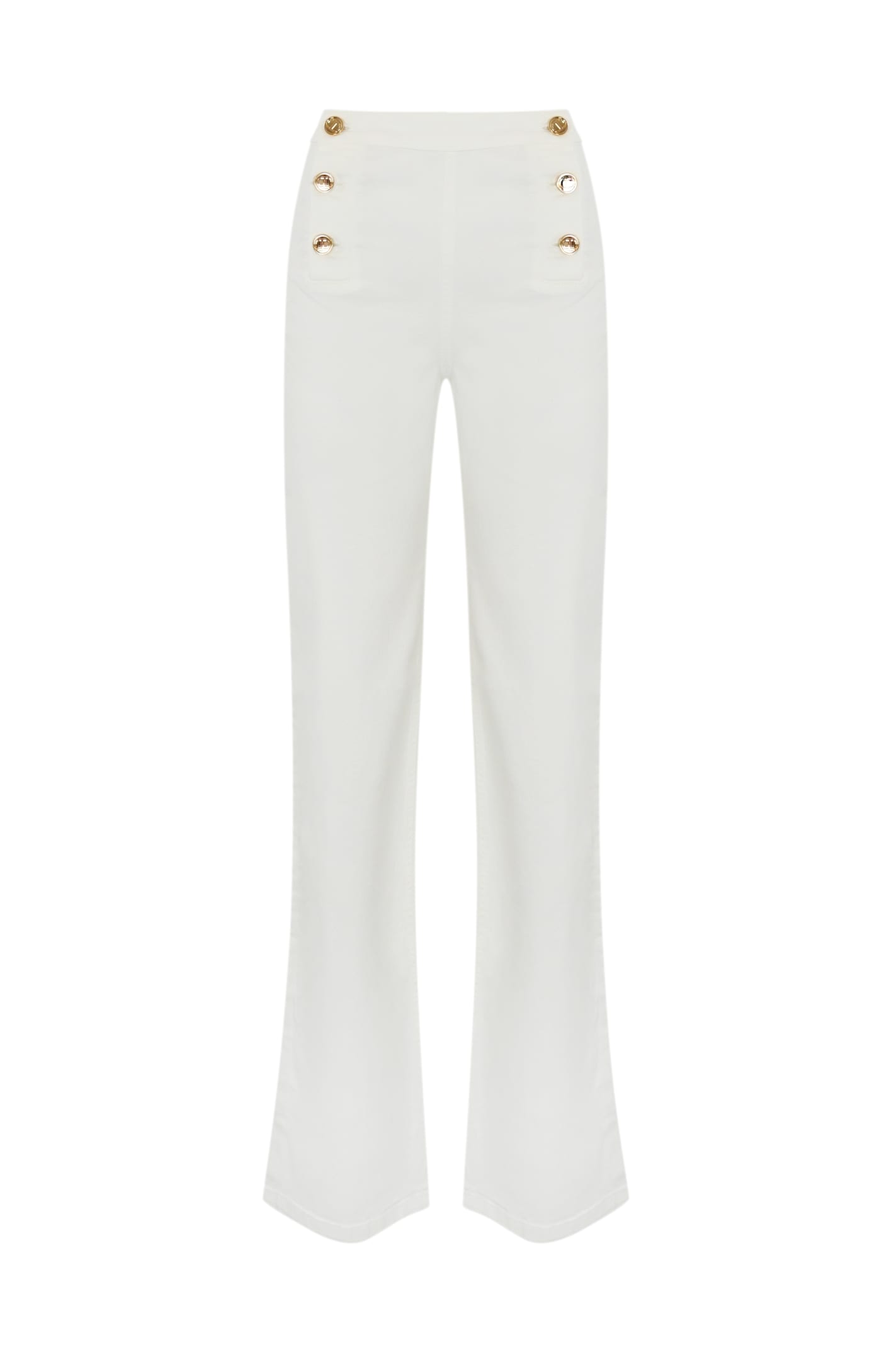 TwinSet Wide Leg Trousers In White Denim