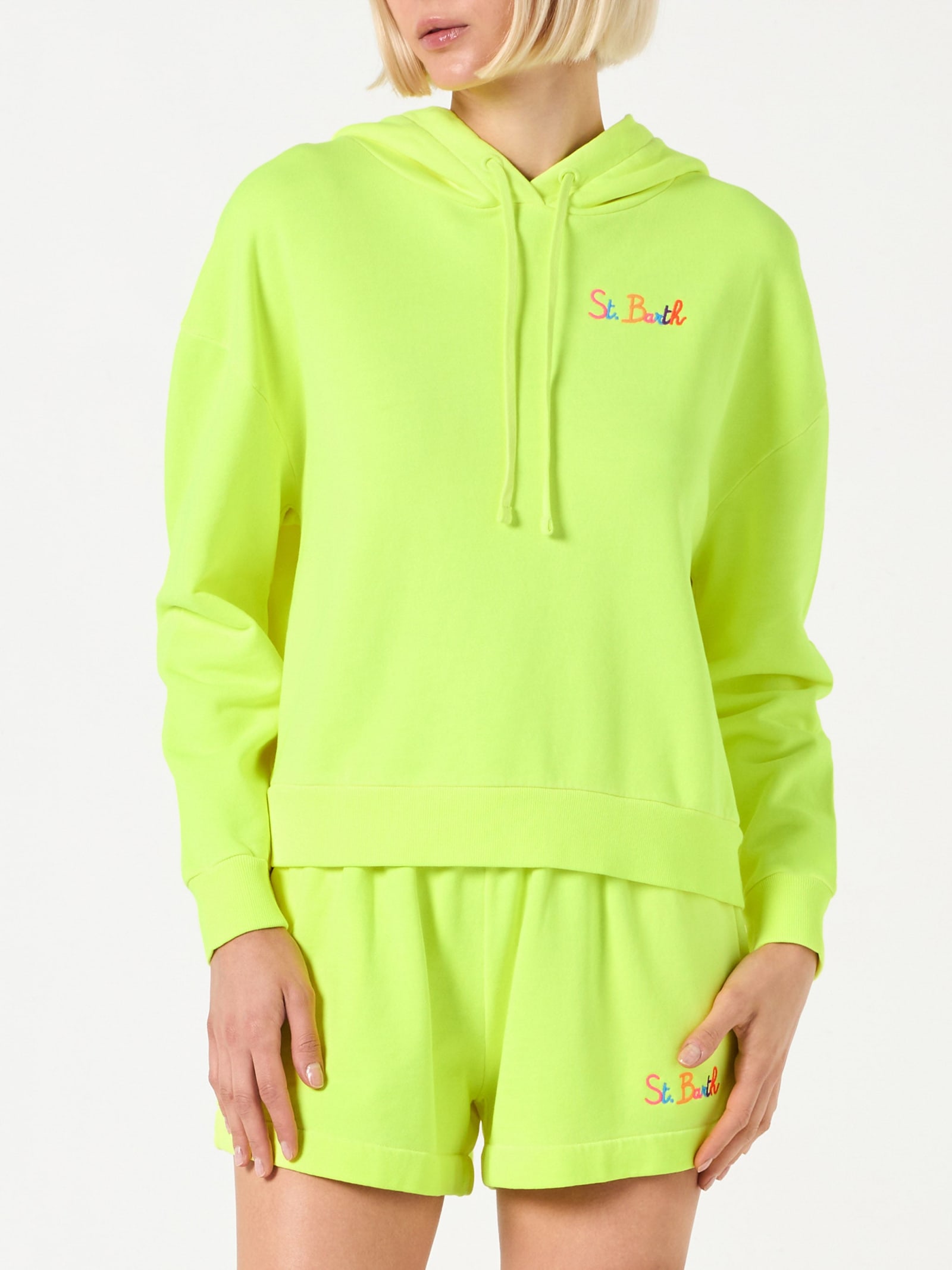 MC2 Saint Barth Fluo Yellow Hoodie With St. Barth Embroidery