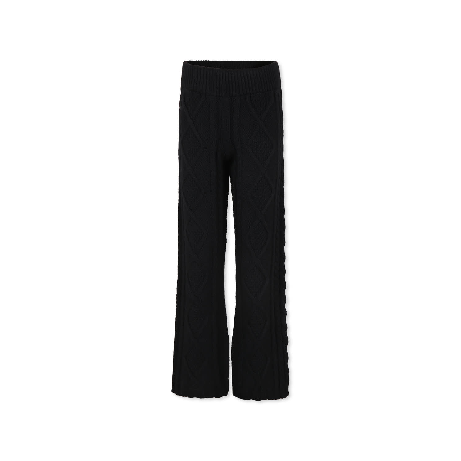 MSGM Black Trousers For Girl With Logo