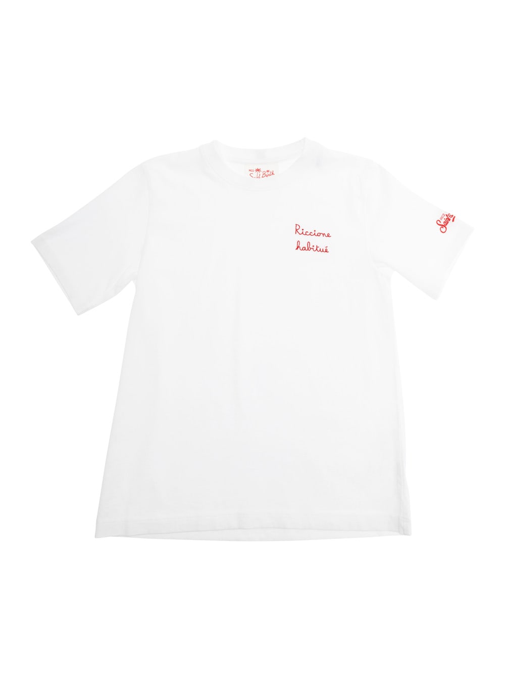 MC2 Saint Barth portofino Jr White Crewneck T-shirt With Print On The Front And Logo Lettering On The Sleeve In Cotton Boy