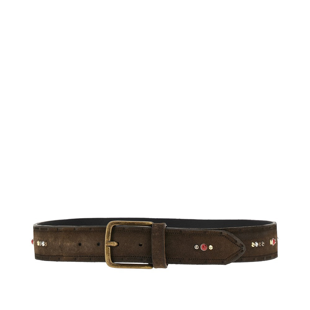 GIANNIFRANCO BELTS Suede leather belt with studs Man