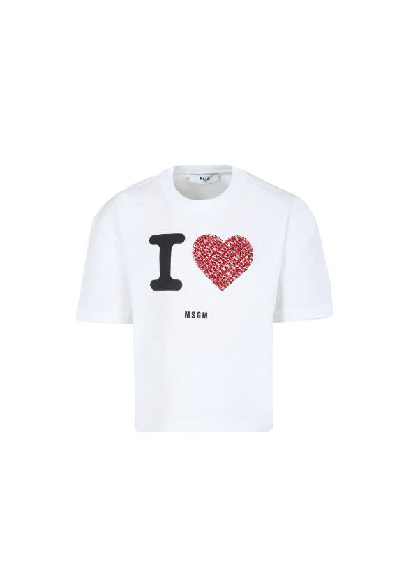 MSGM White T-shirt For Girl With Logo
