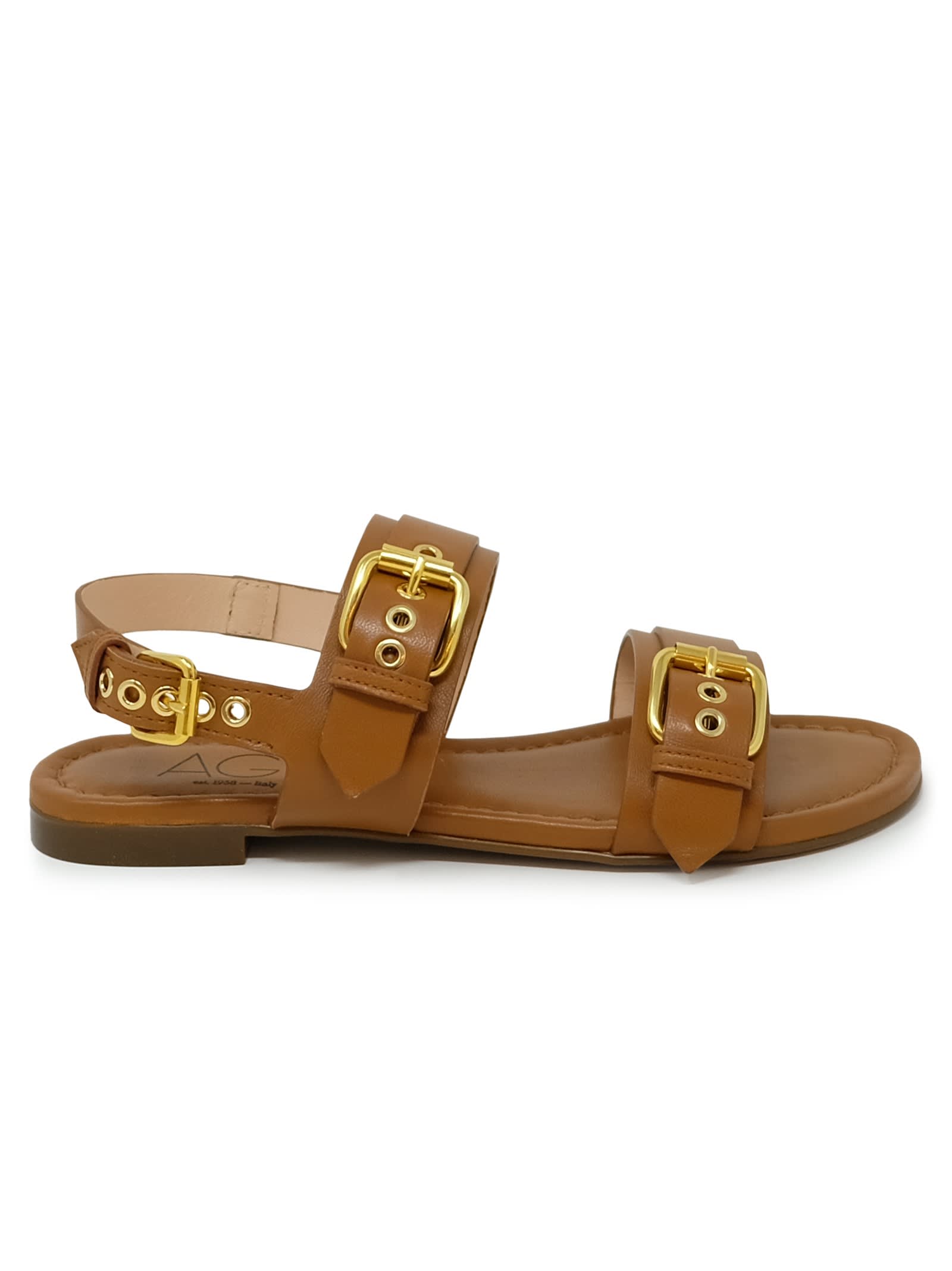 Agl Brandy Leather Sandal Softy-softy