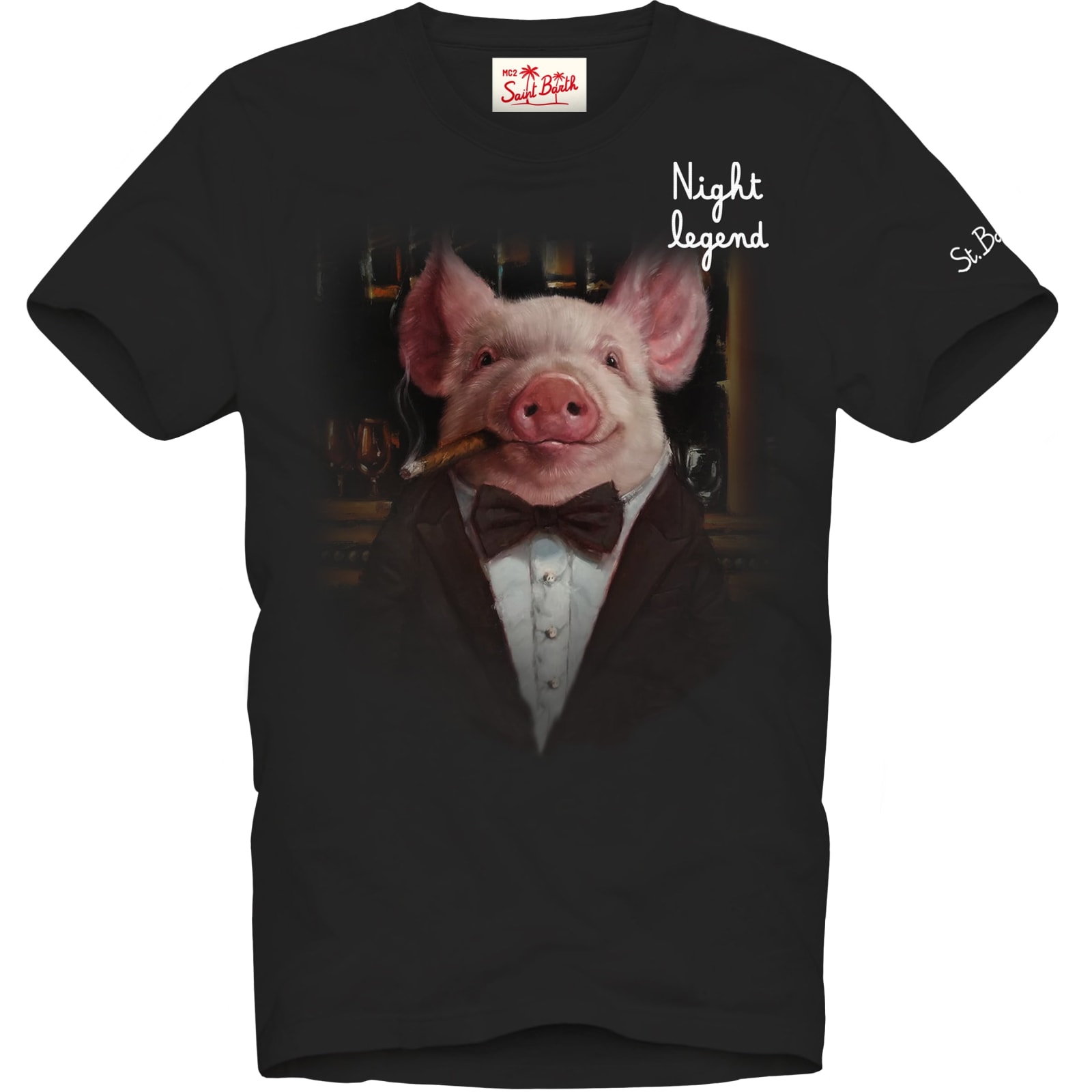 MC2 Saint Barth Man Cotton T-shirt With Piglet Print Lucia Heffernan Special Edition