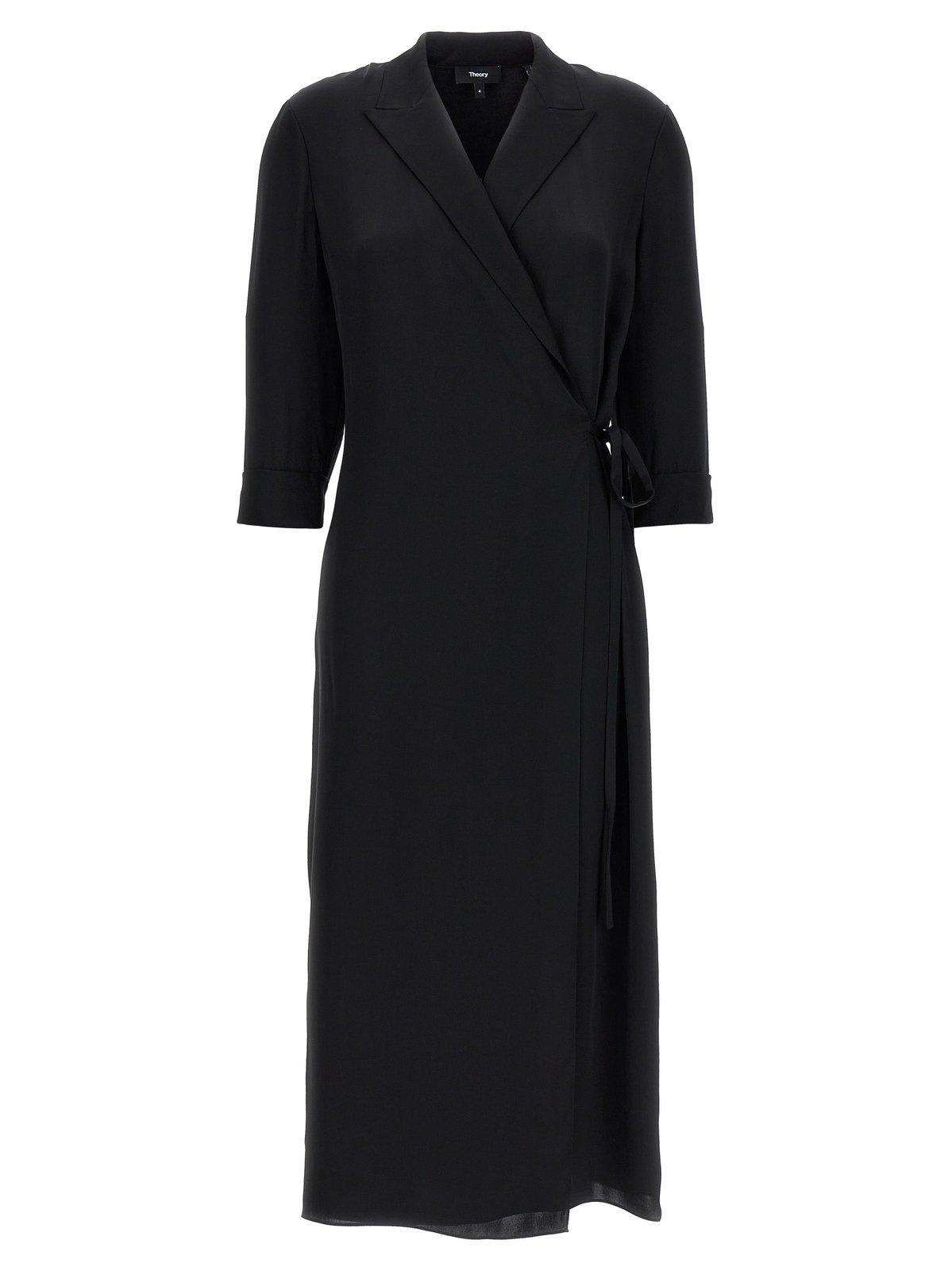 Theory Lapel Tied Waist Maxi Dress