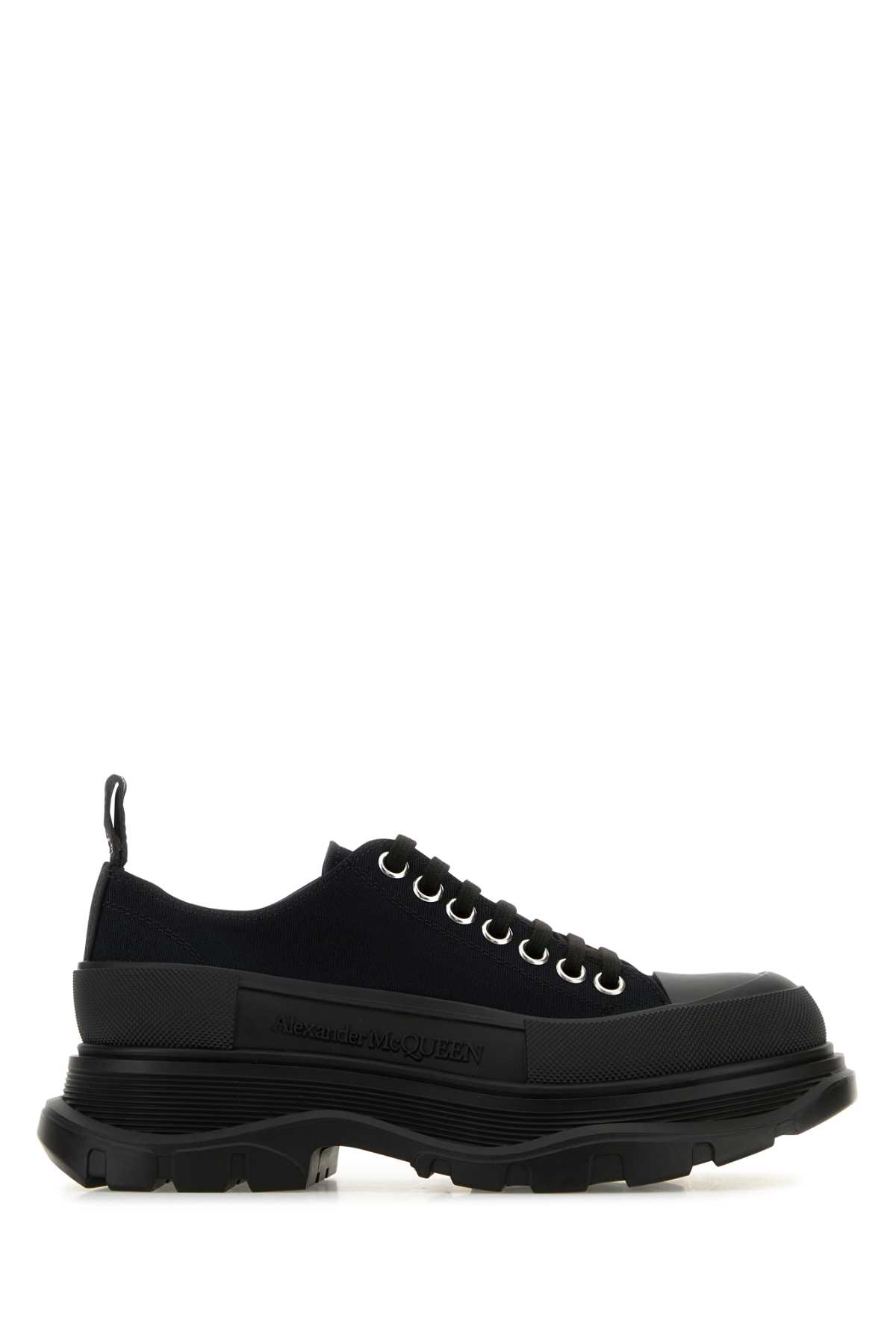 Alexander McQueen Black Canvas Tread Slick Sneakers