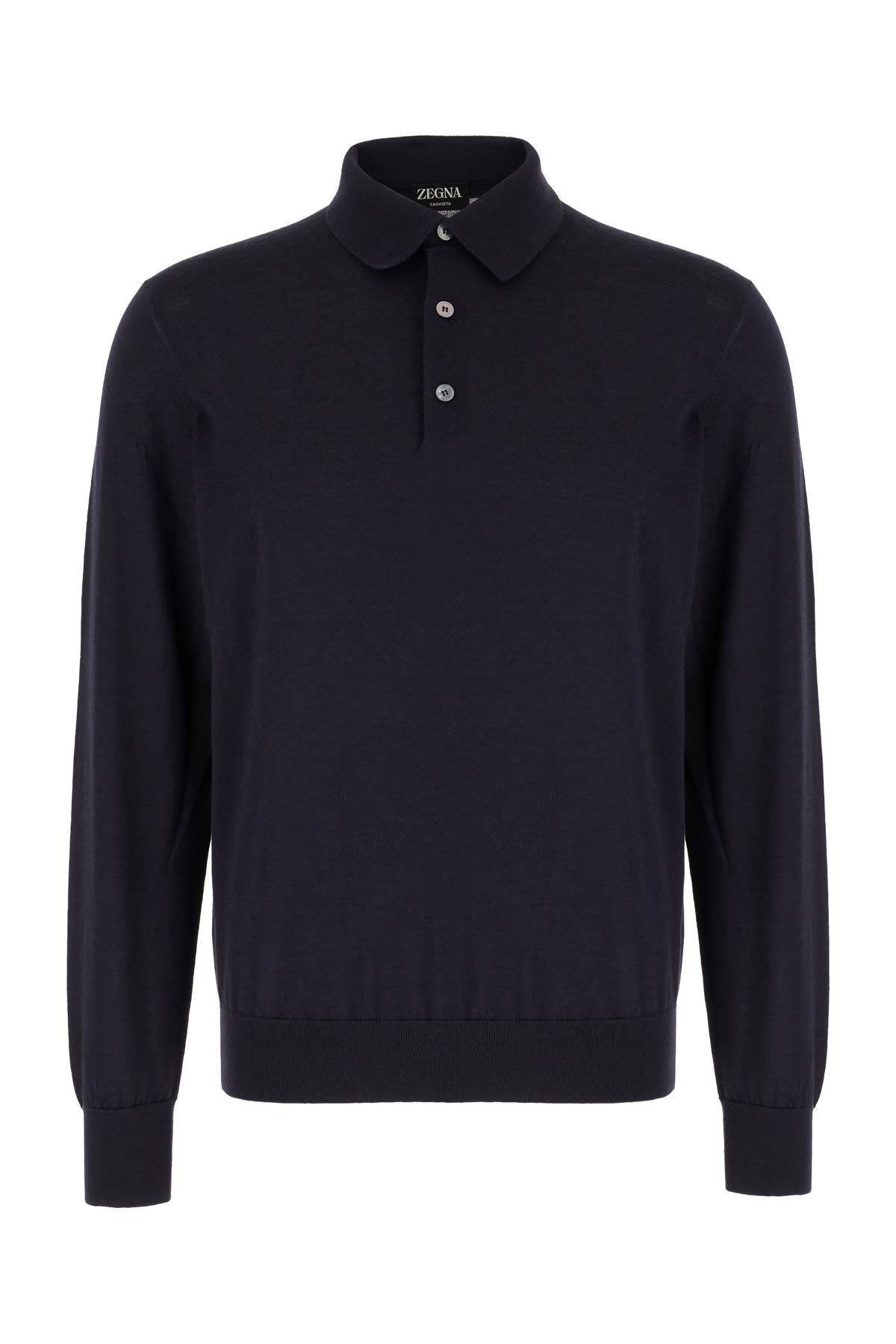 Zegna Midnight Blue Cashmere Blend Polo Shirt