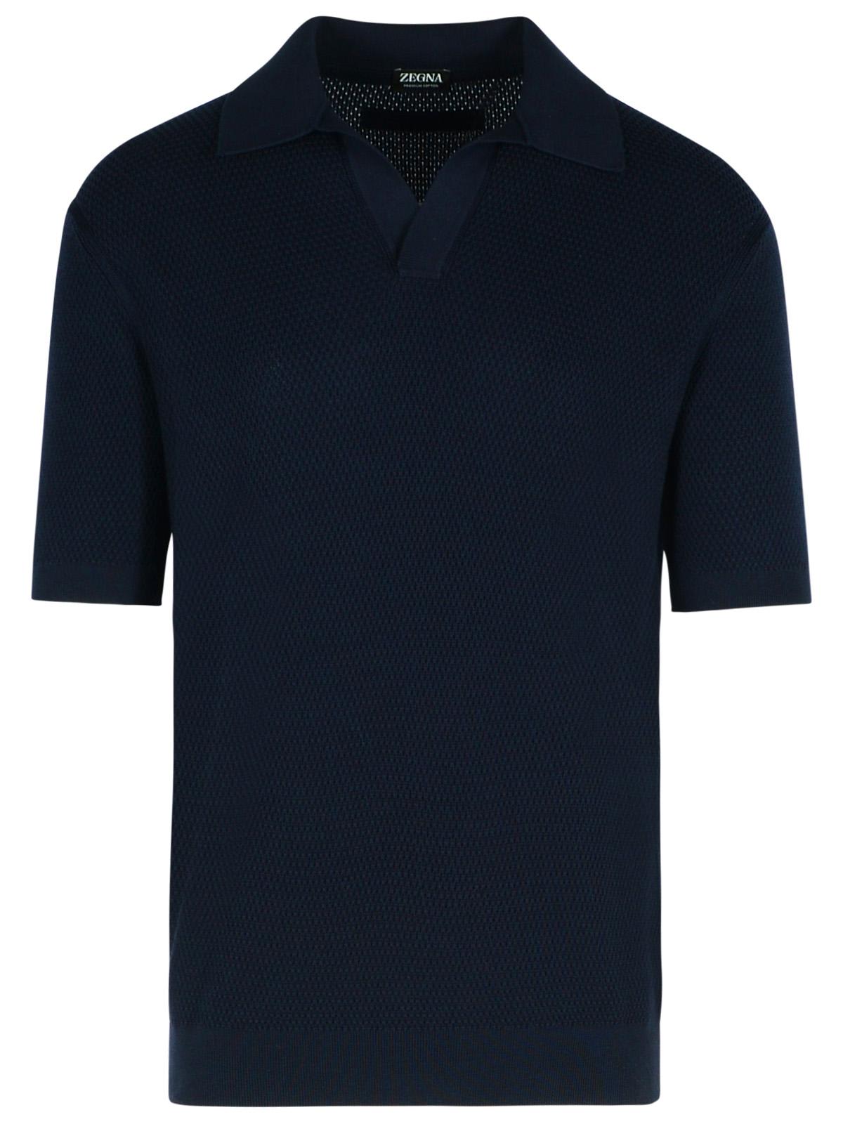 Zegna premium Polo Shirt In Blue Cotton