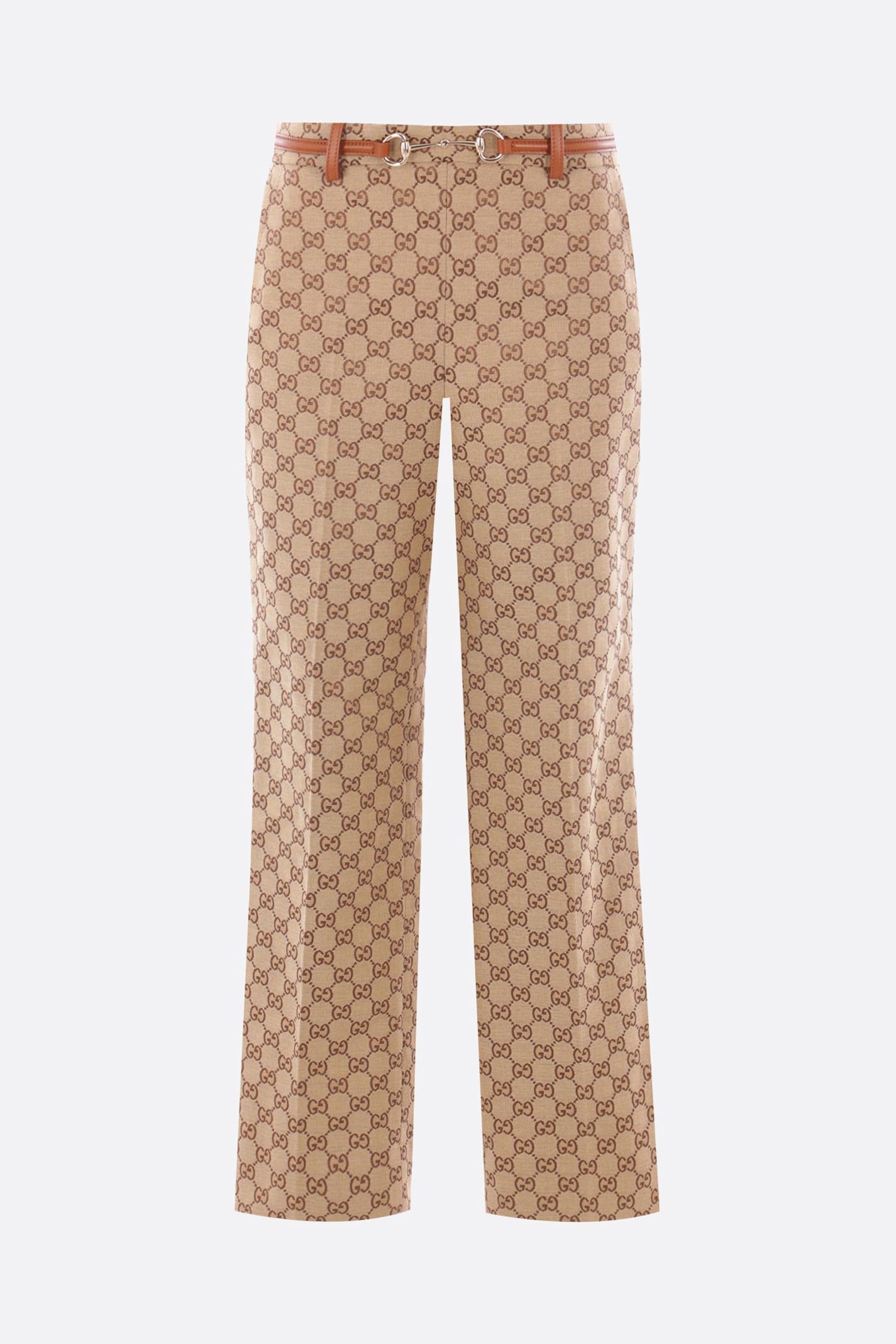 Gucci Gg Canvas Cropped Trousers With Horsebit