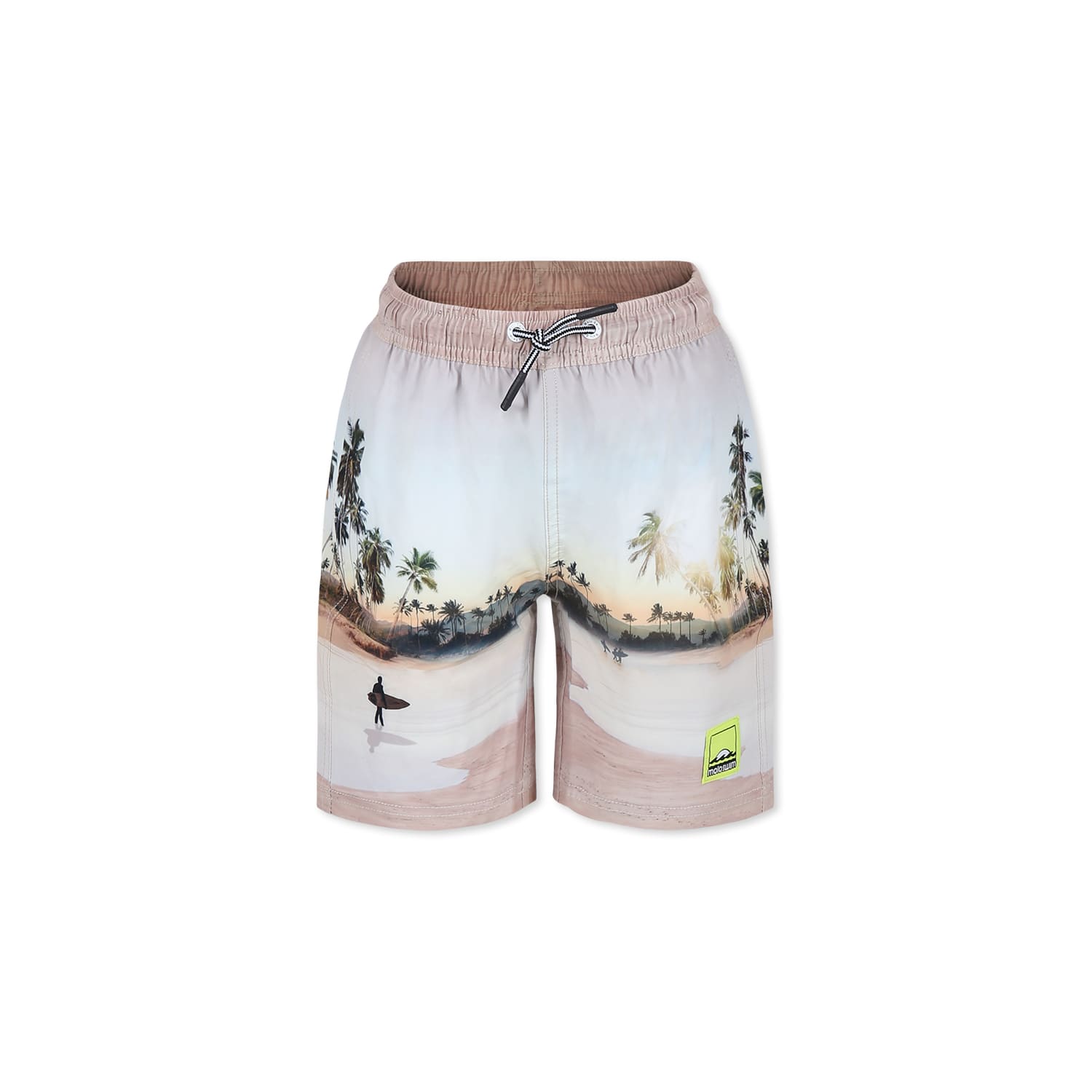 Molo Ivory Swim Shorts For Boy With Palm Tree