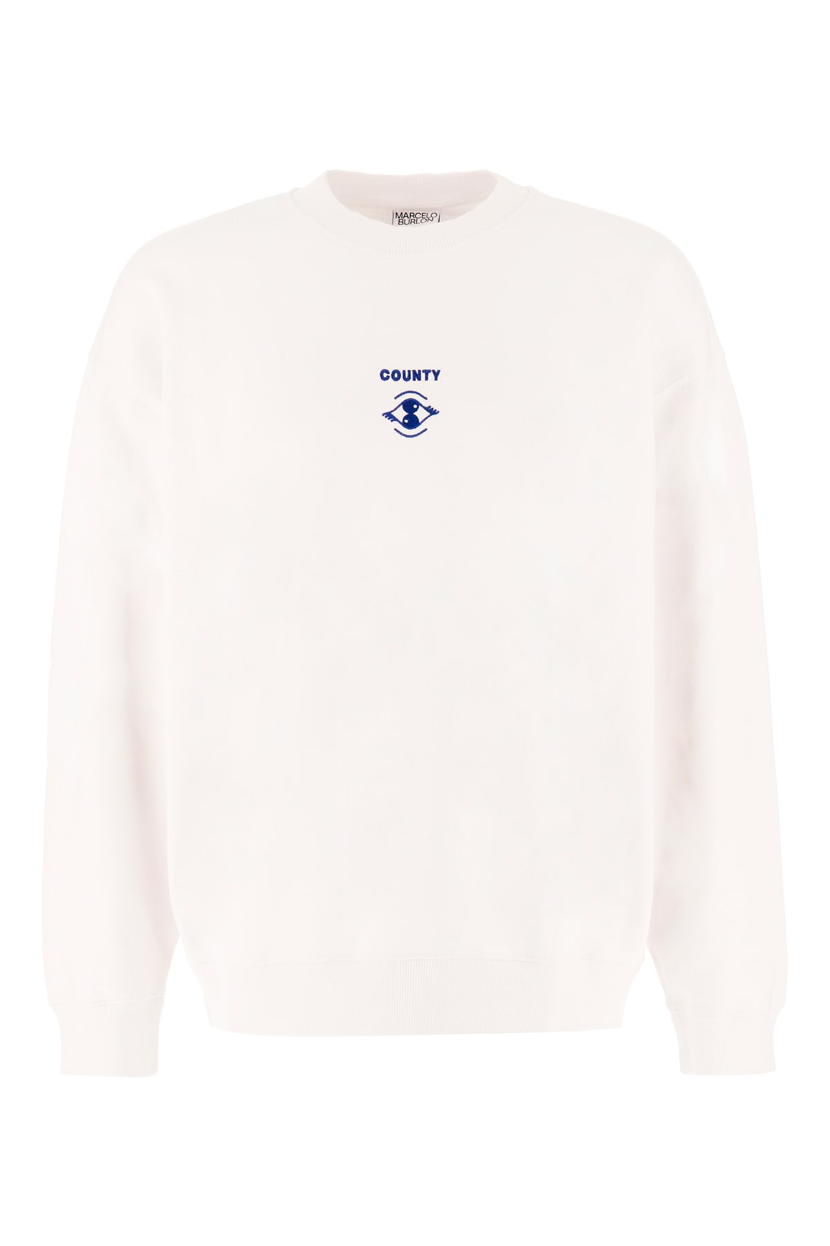 Marcelo Burlon White Cotton Poster Eye Oversize Sweatshirt