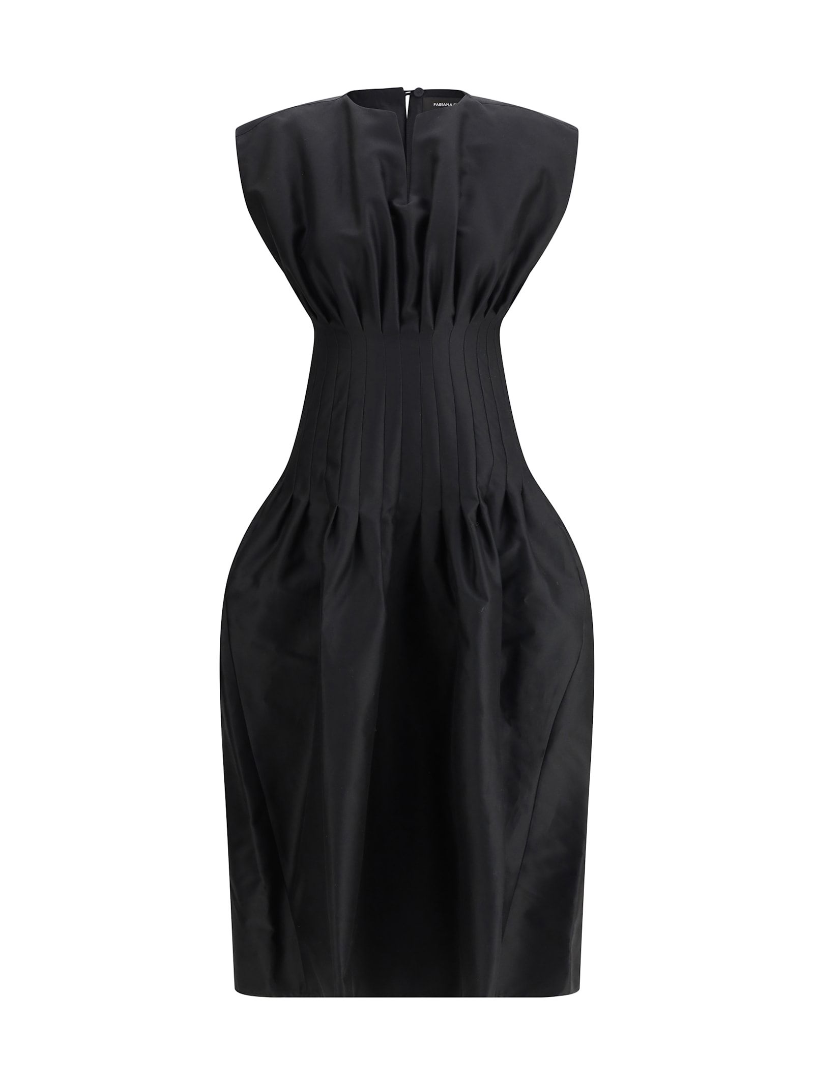 Fabiana Filippi Cotton Silk Mikado Sleeveless Dress Fitted At Waist