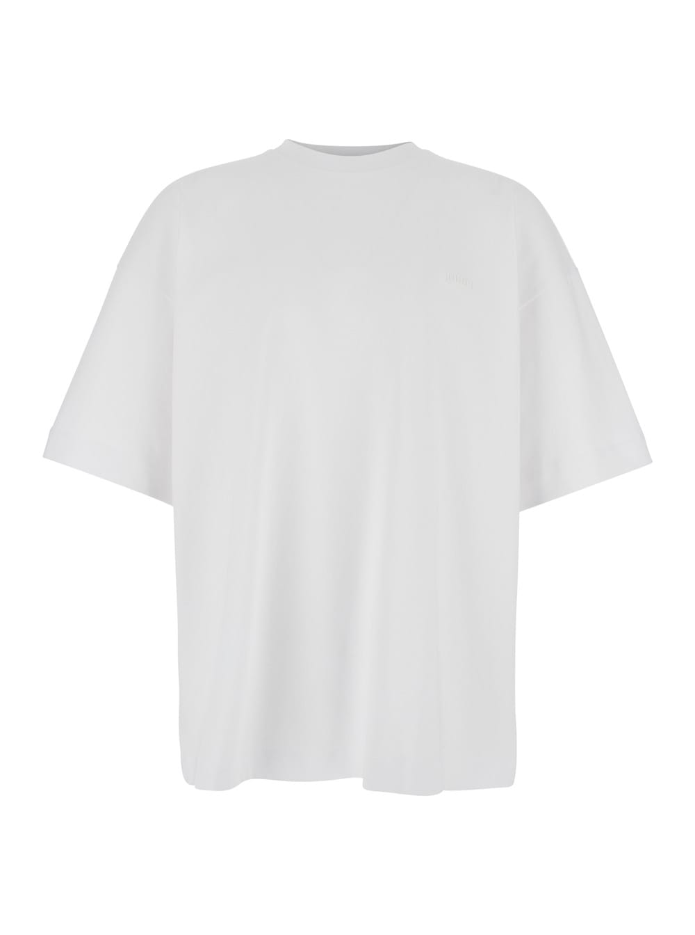Juun. J White T-shirt With Tone-on-tone Logo Embroidered On The Front In Cotton Man