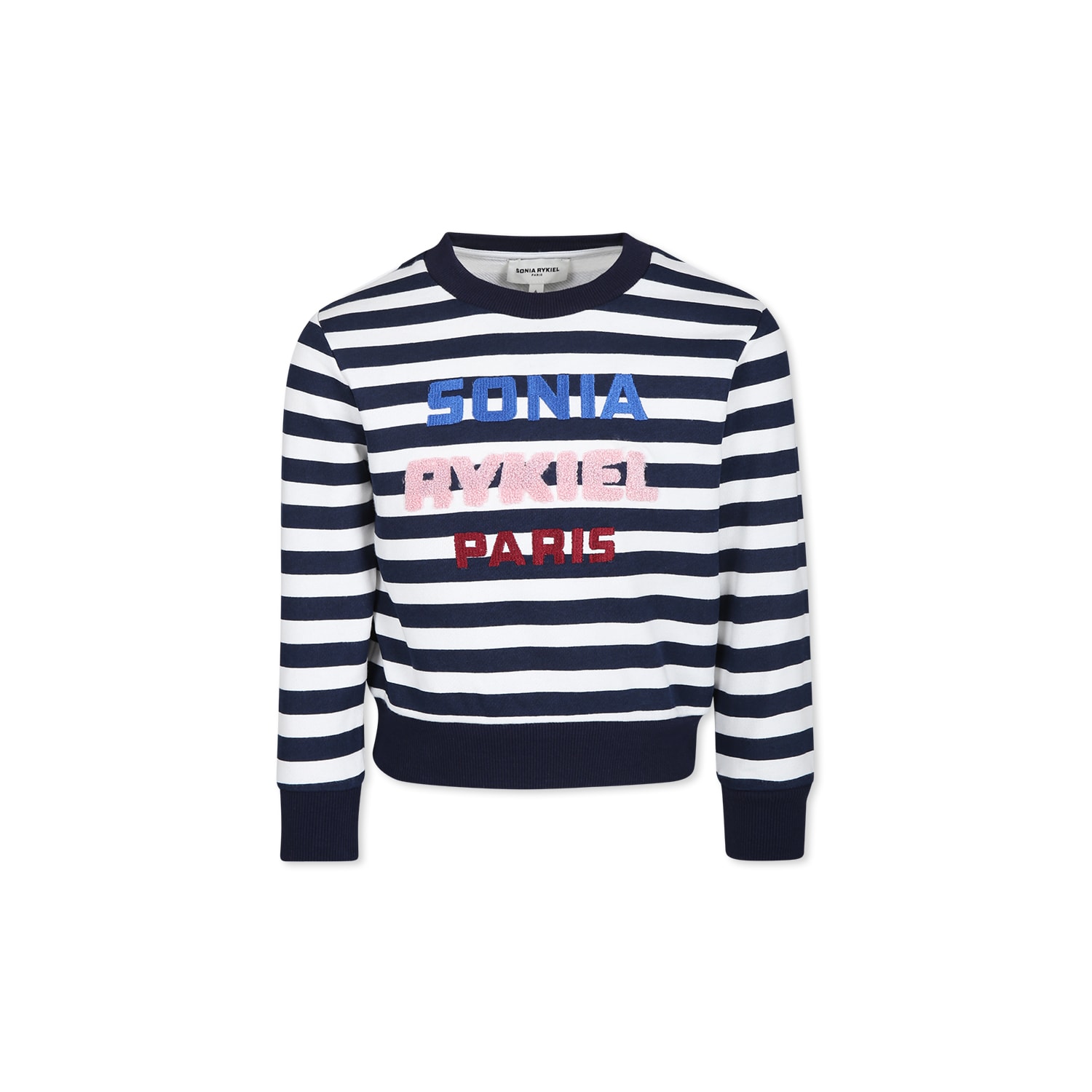 Rykiel Enfant Blue Sweatshirt For Girl With Logo