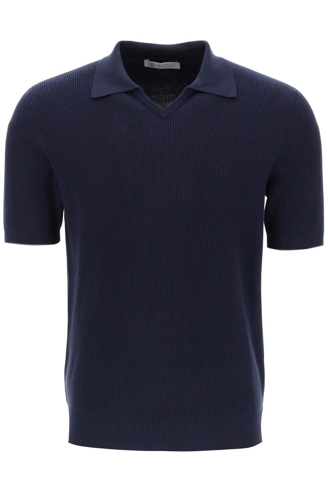 Brunello Cucinelli Short-sleeved Ribbed-knit Polo Shirt