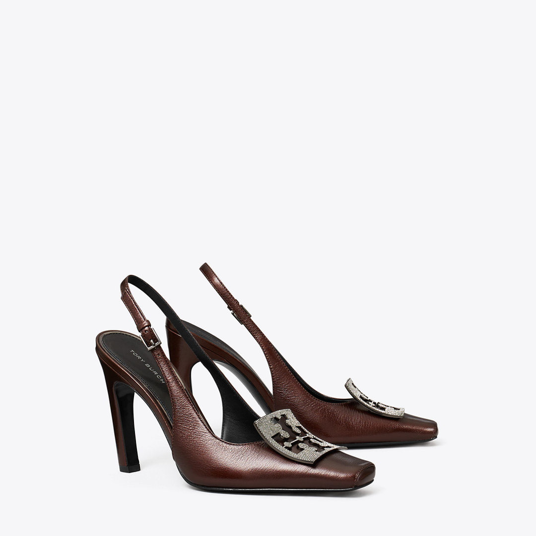 Tory Burch Pavé Cut-Out Logo Slingback Heel