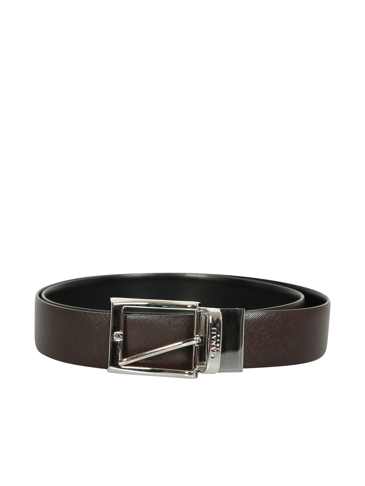 Leather Belt With Engraved Canali Logo