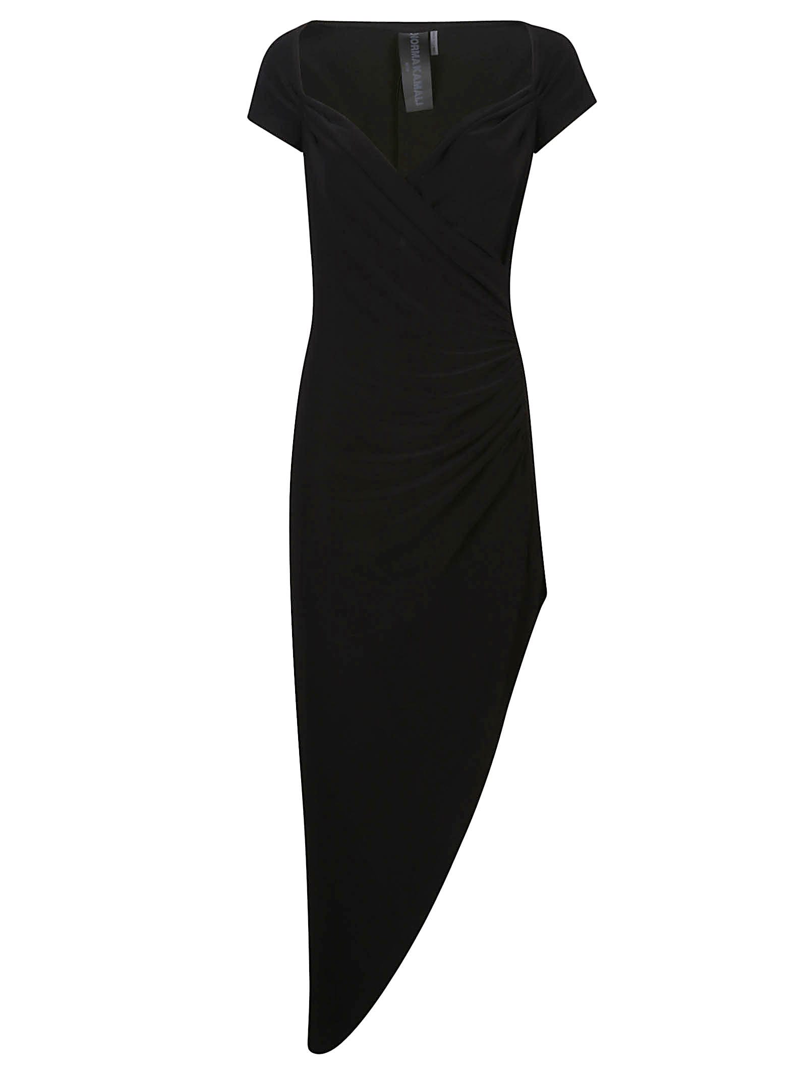 Norma Kamali Cap Sleeve Sweetheart Side Drape Dress