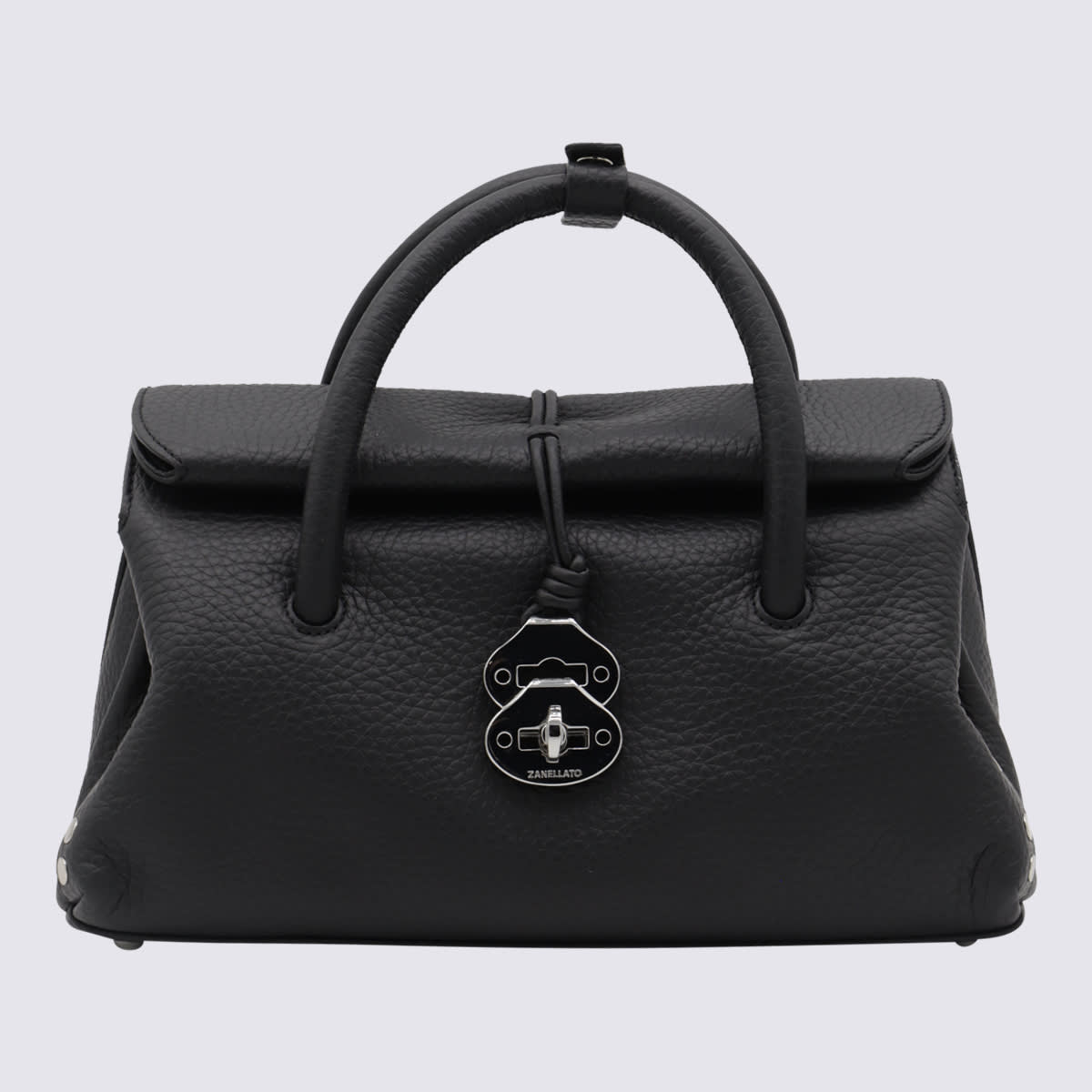 Zanellato Black Leather Dotta Top Handle Bag