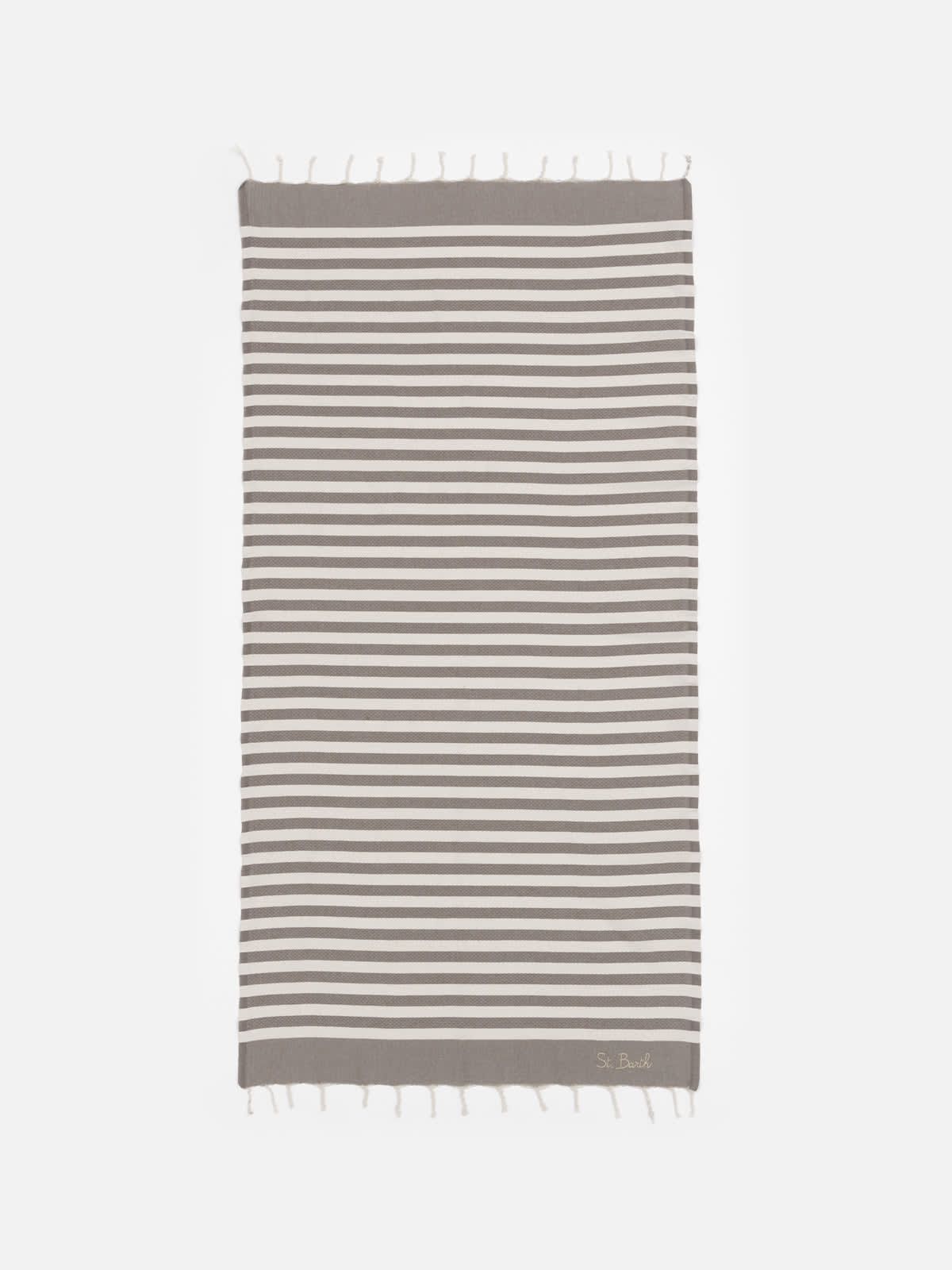 MC2 Saint Barth Cotton Beach Towel Fouta With Brown Striped Print