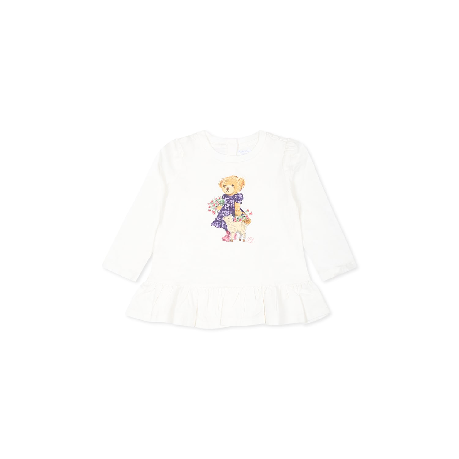 Ralph Lauren White T-shirt For Baby Girl With Polo Bear