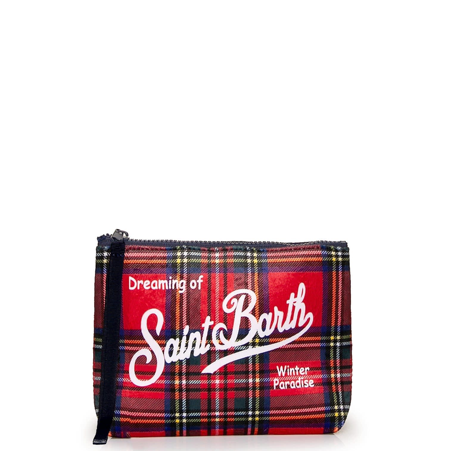 MC2 Saint Barth Aline Wooly Pochette With Red Tartan Print