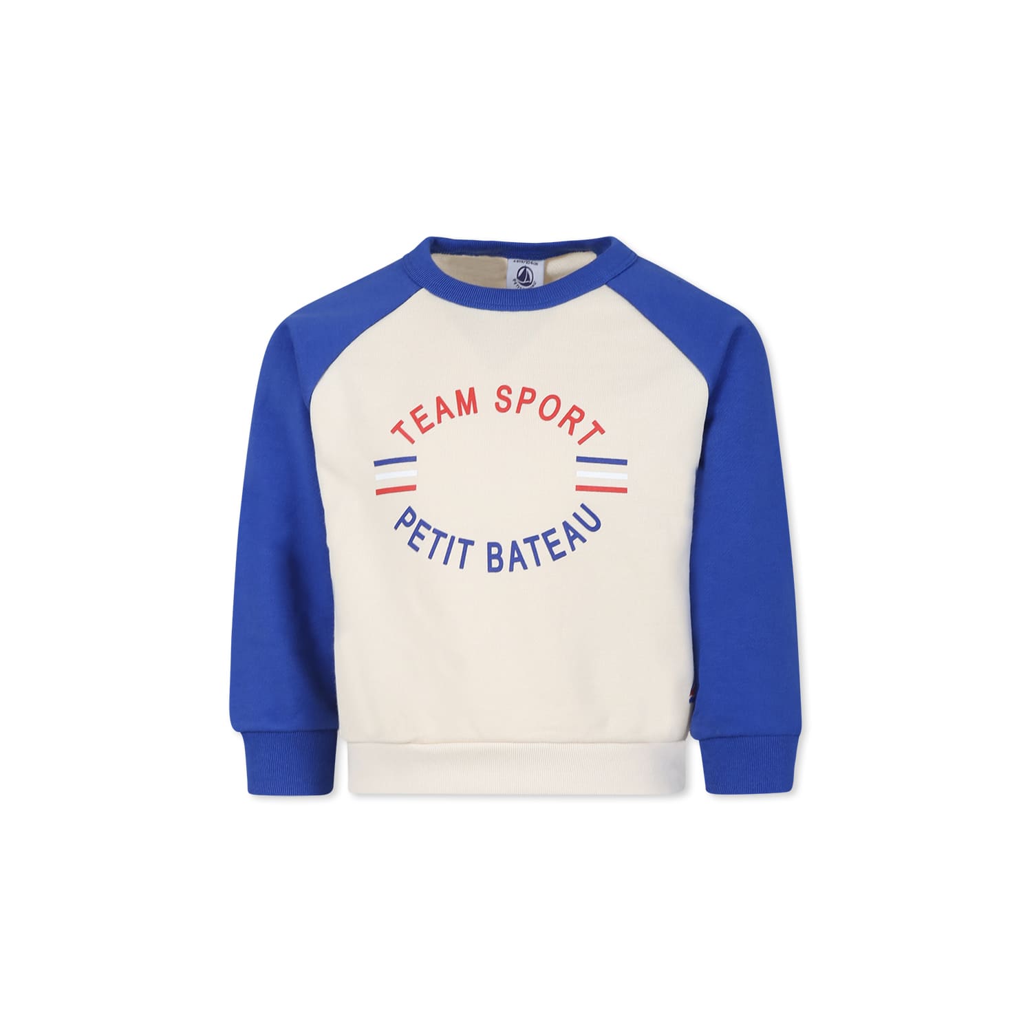 Petit Bateau Ivory Sweatshirt For Boy With Logo