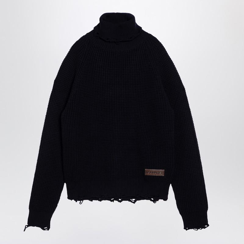 DSQUARED2 海军蓝高领毛衣