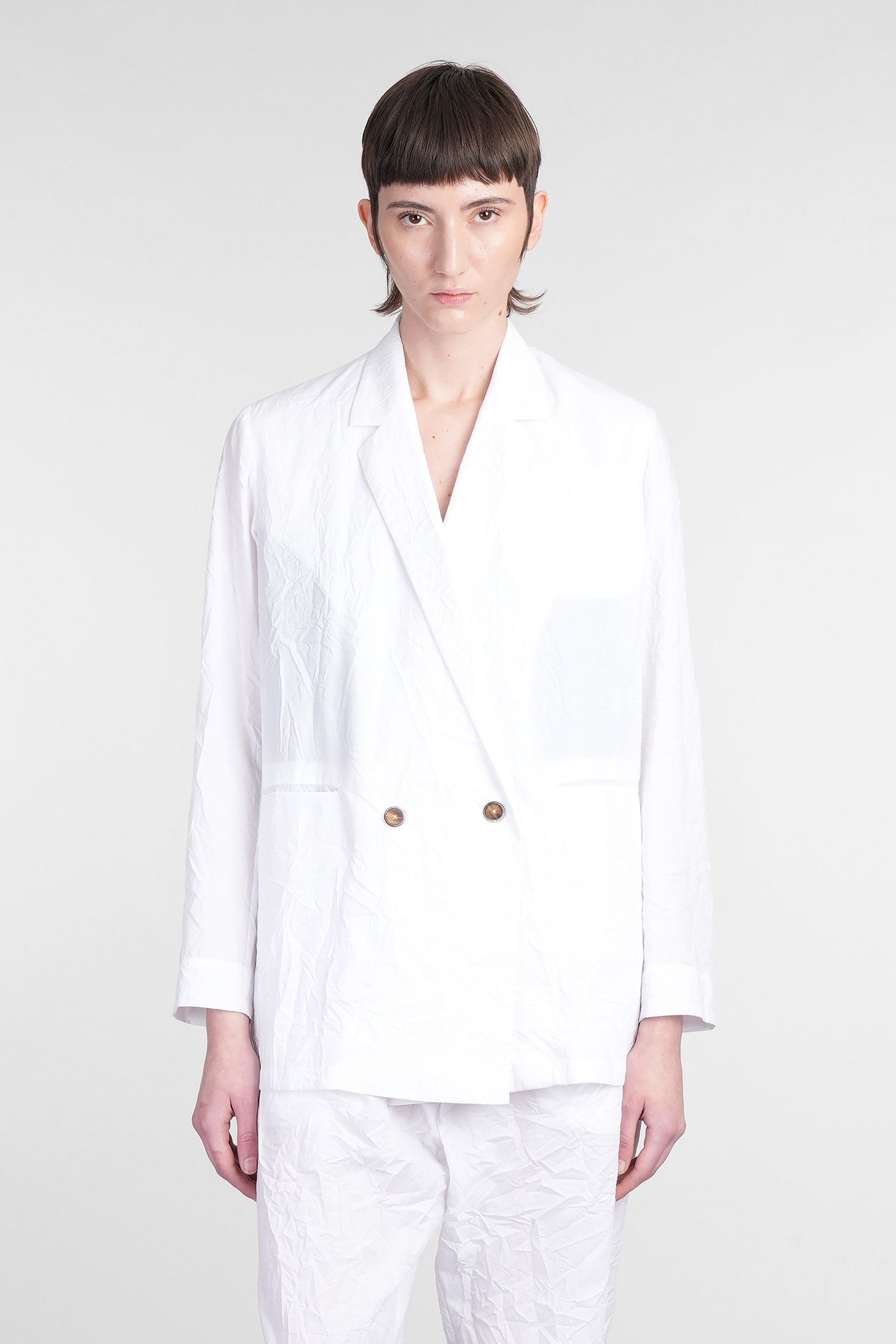 Holy Caftan Jam Blazer In White Cotton