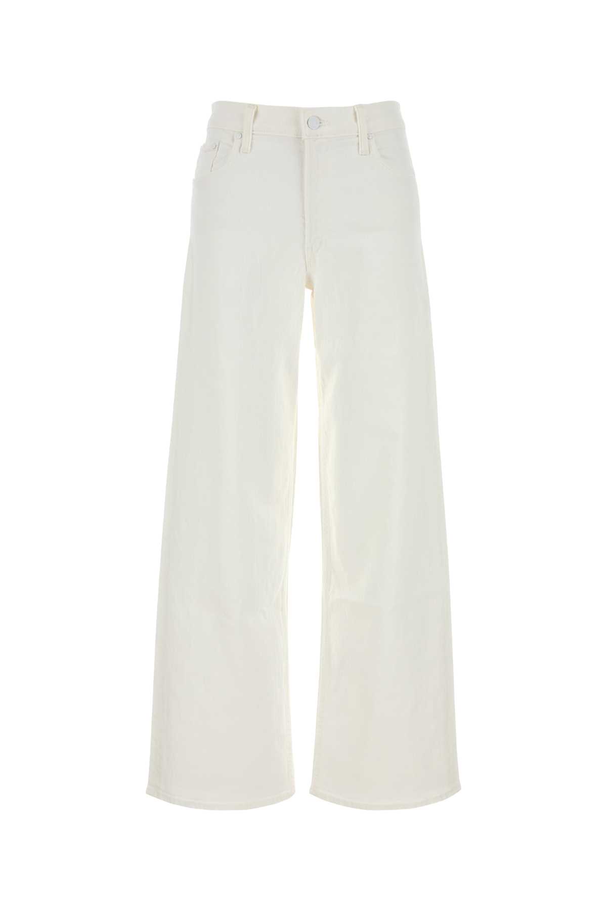 Mother White Stretch Denim The Spinner Wide-leg Jeans