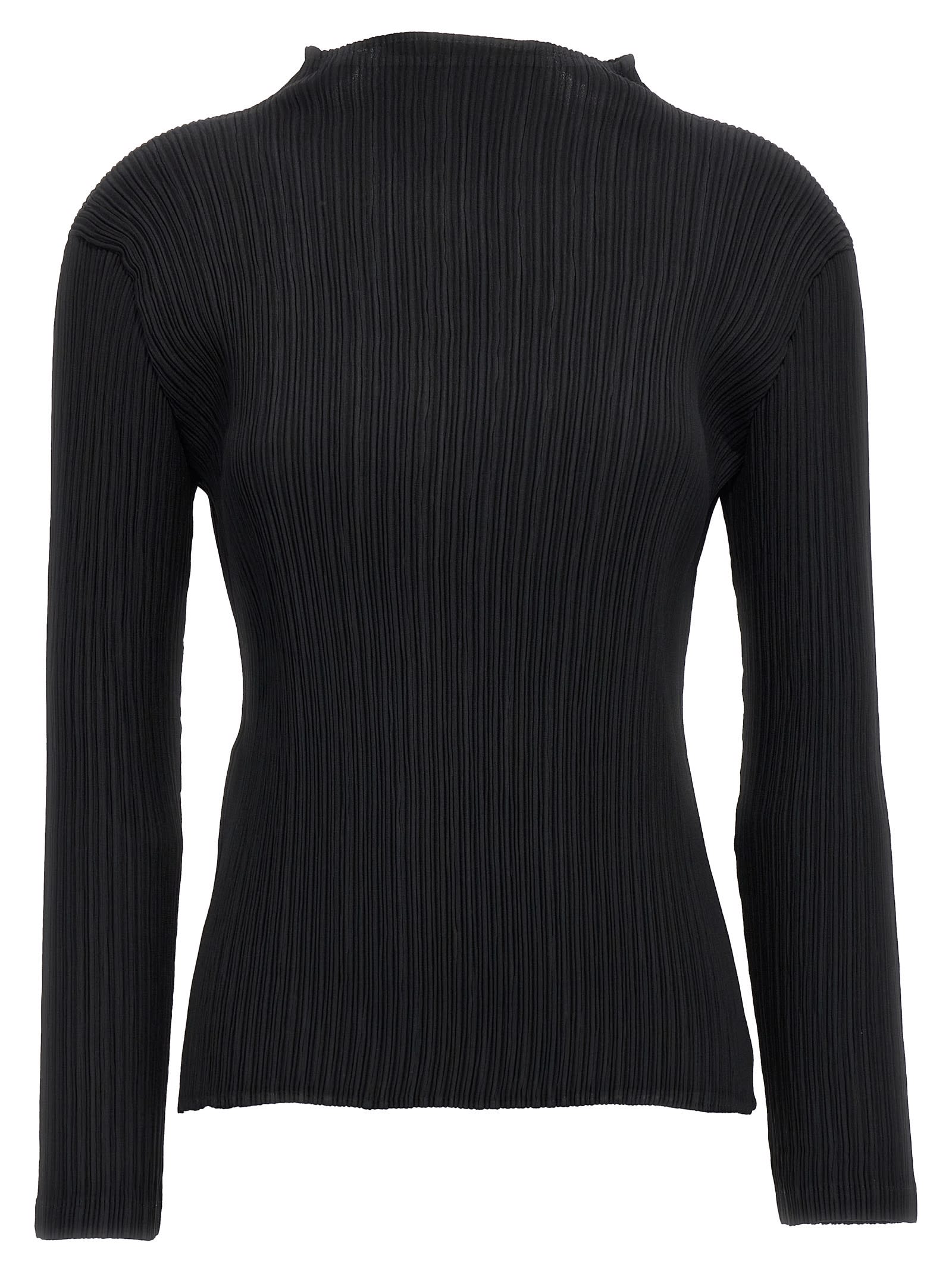 Issey Miyake hatching褶皱上衣