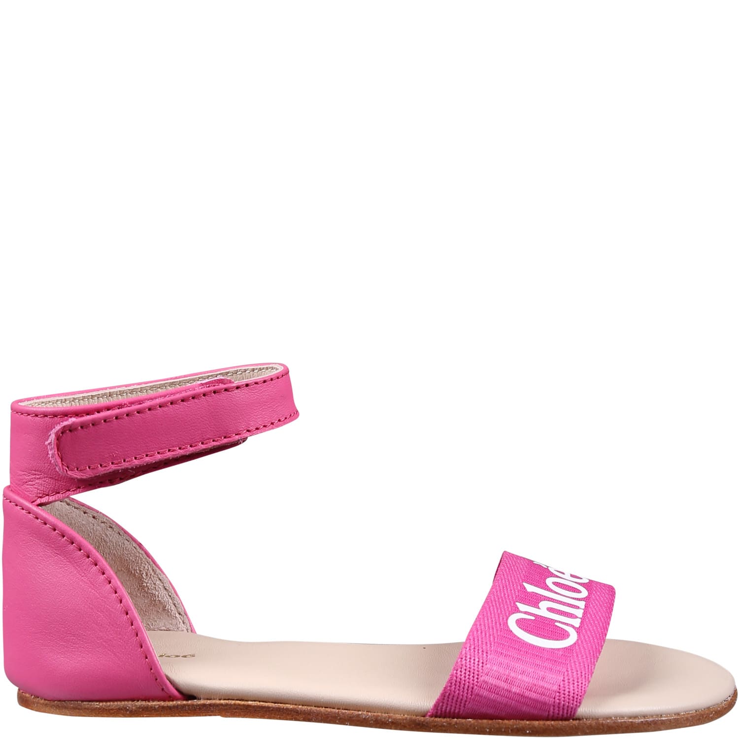 Chloé Fuchsia Sandals For Girl With Logo