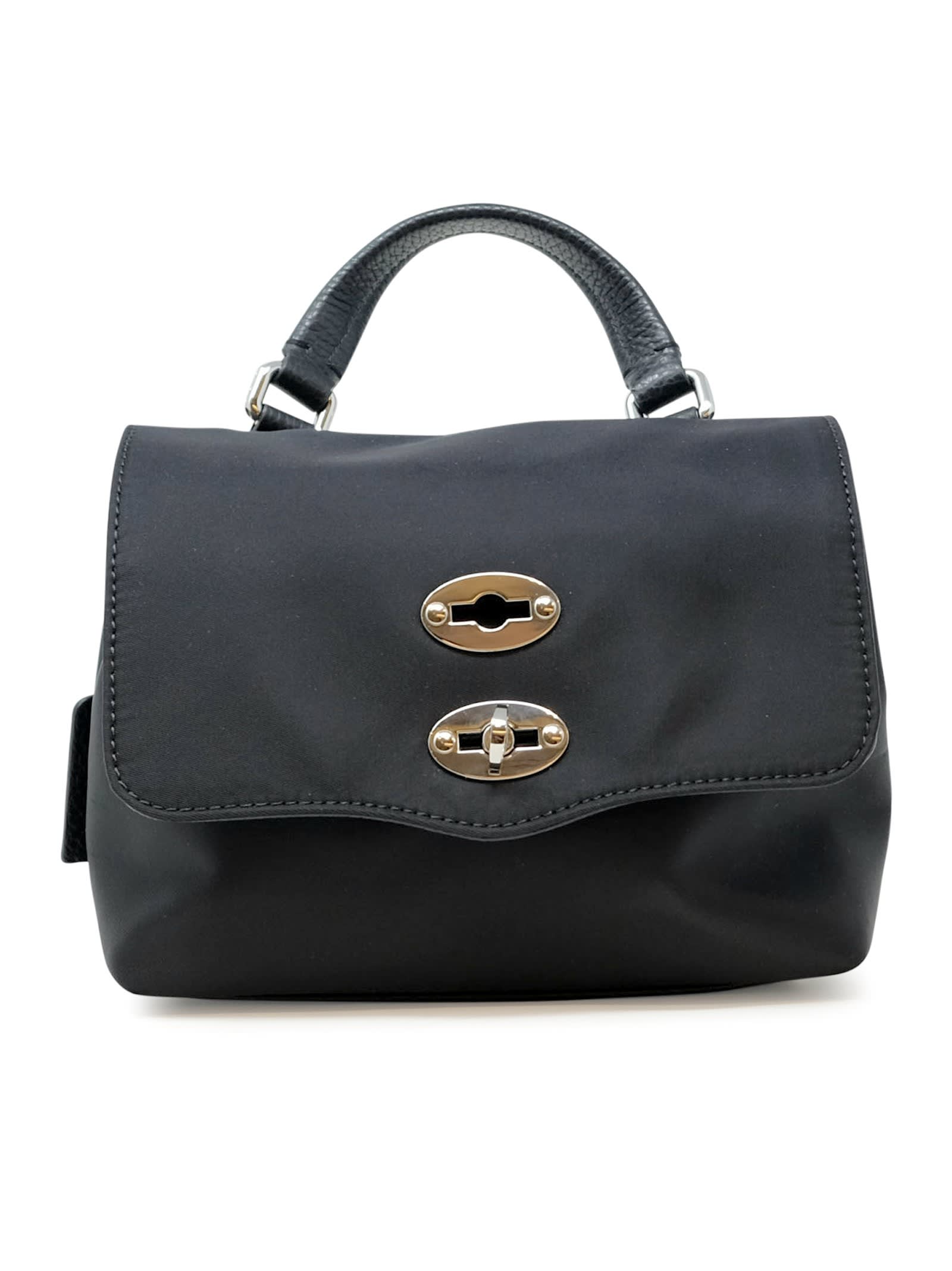 Zanellato 068010-2000000-z0001 Black Postina Rimboccata Tokyo Baby Leather/fabric Handbag
