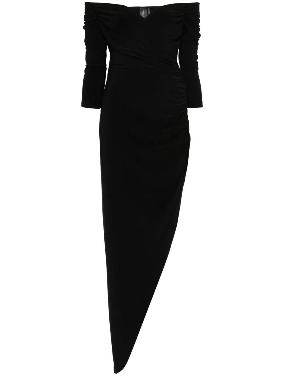 Norma Kamali 露肩心形领侧边垂坠礼服裙