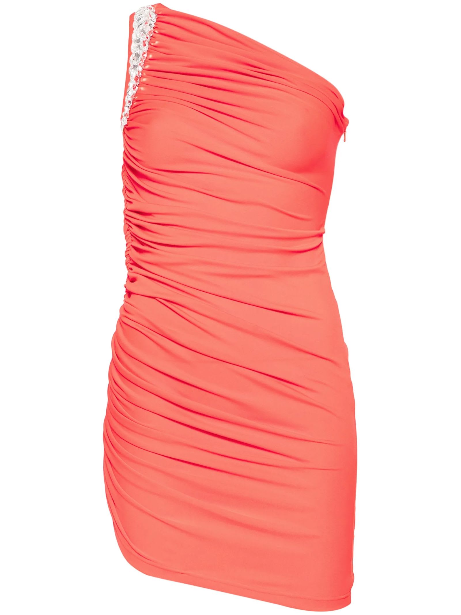 David Koma Crystal Claw Draped Mini Dress In Orange